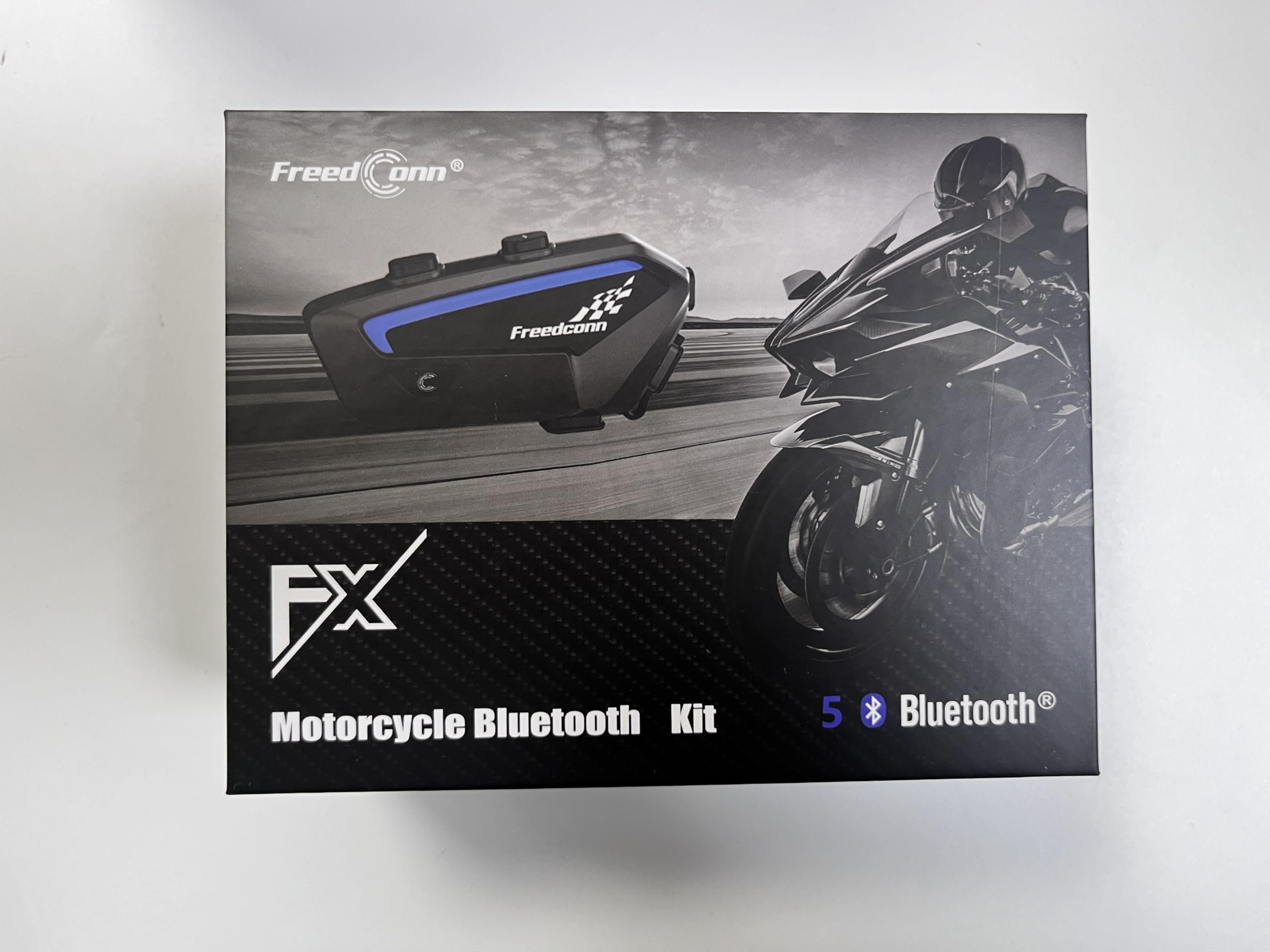 FreedConn FX Motorcycle Bluetooth Helmet Headset - Wireless Intercom for 2-10 Riders, Ultra-Thin Design with Music Sharing, Noise Cancellation & Waterproof - Perfect for Group Rides, Commuting & Adventure Touring (1 Pack)