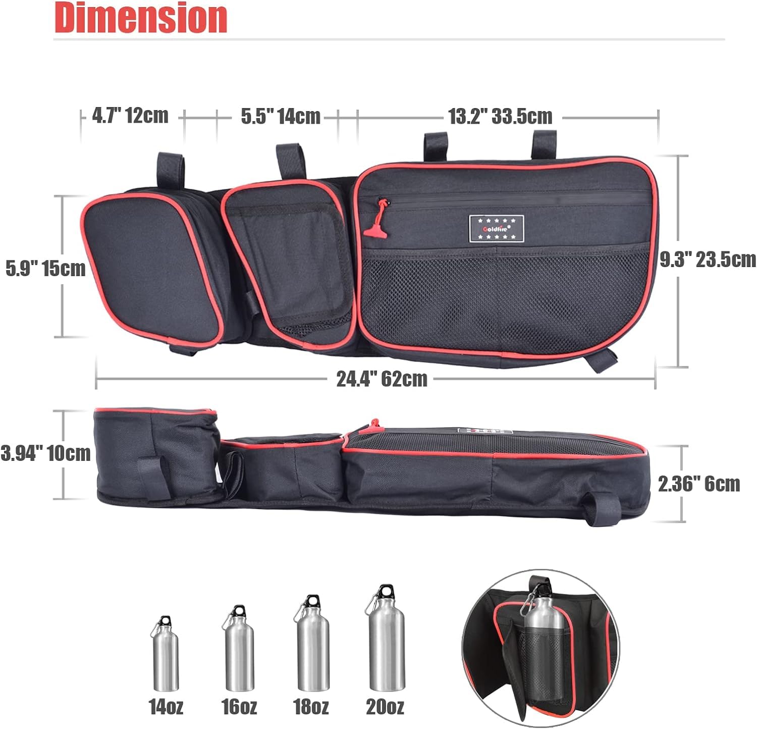 **Can Am Maverick X3 Accessories - Front Upper Door Storage Bags & Tool Organizer with Removable Knee Pad for 2017+ Maverick X3 Max XRS XDS Turbo RR (Orange Piping) - Perfect for Off-Road Gear Storage & Organization**