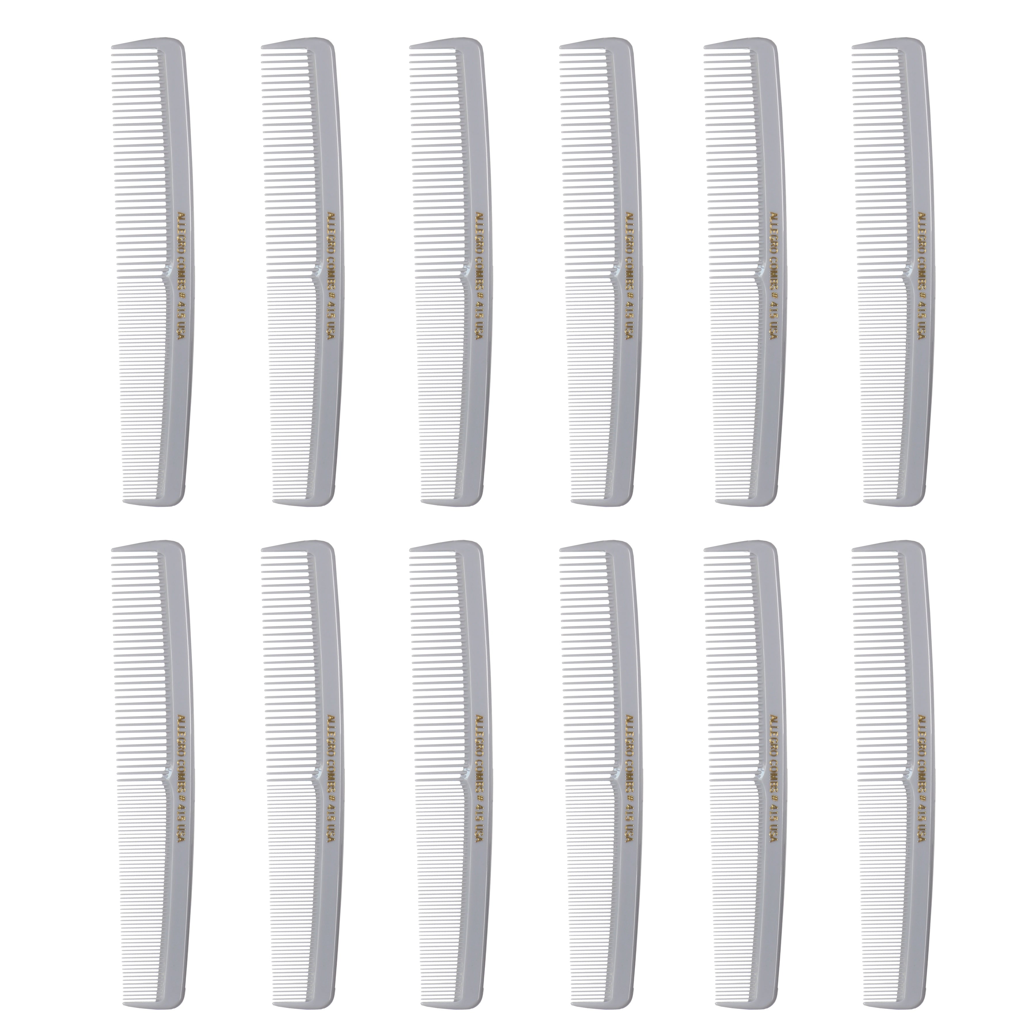 Professional Allegro Combs #415 Barber Cutting & Styling Hair Combs - 12 Pack for Salon, Home Haircuts & Grooming