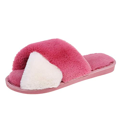 Cozy Fuzzy Slippers for Women - Indoor Outdoor House Shoes for Comfort