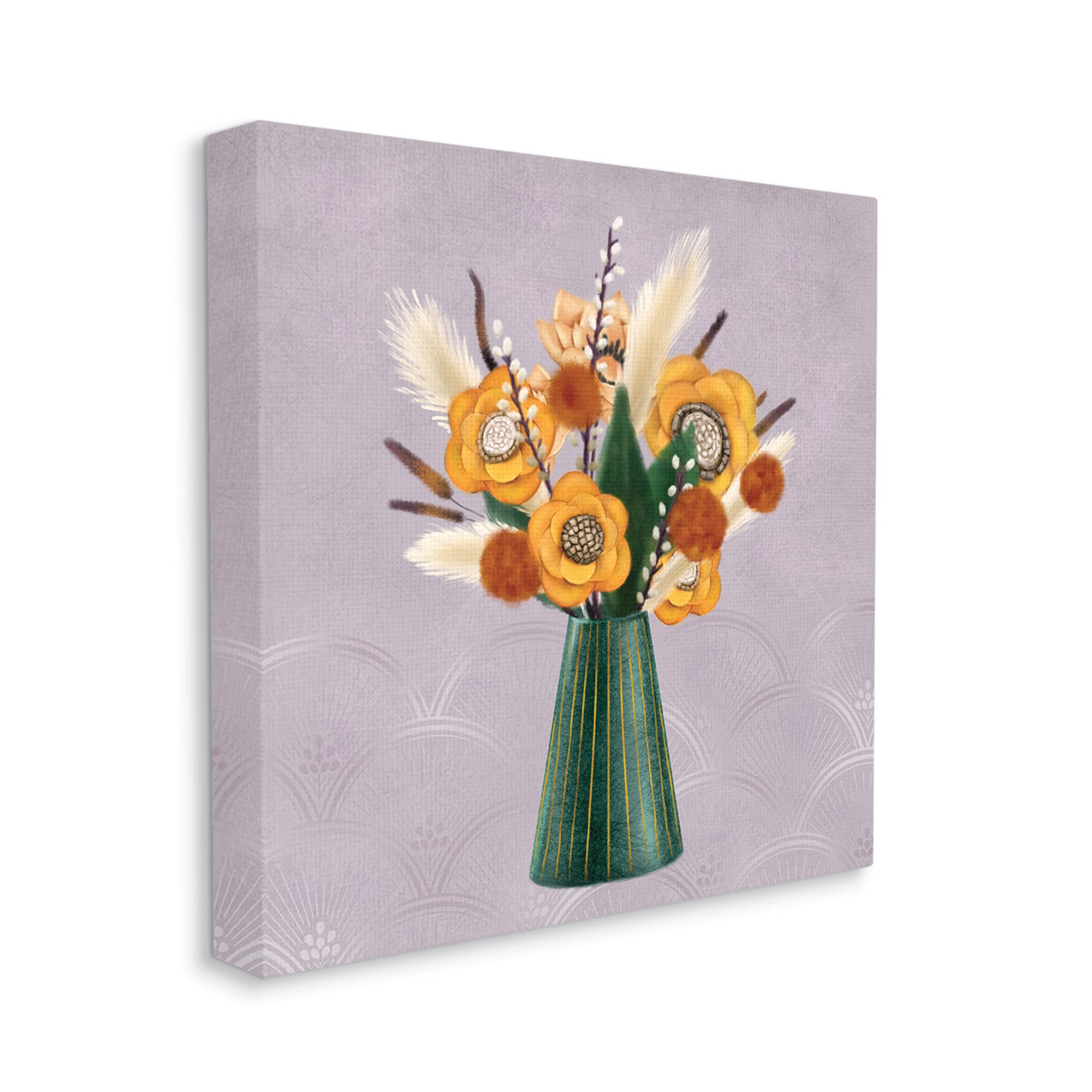 Stupell Industries Yellow Autumn Floral Bouquet in Green Vase Canvas Wall Art - 36x36 Inches, Designed by Ziwei Li, Purple - Perfect for Living Room, Bedroom & Office Decor