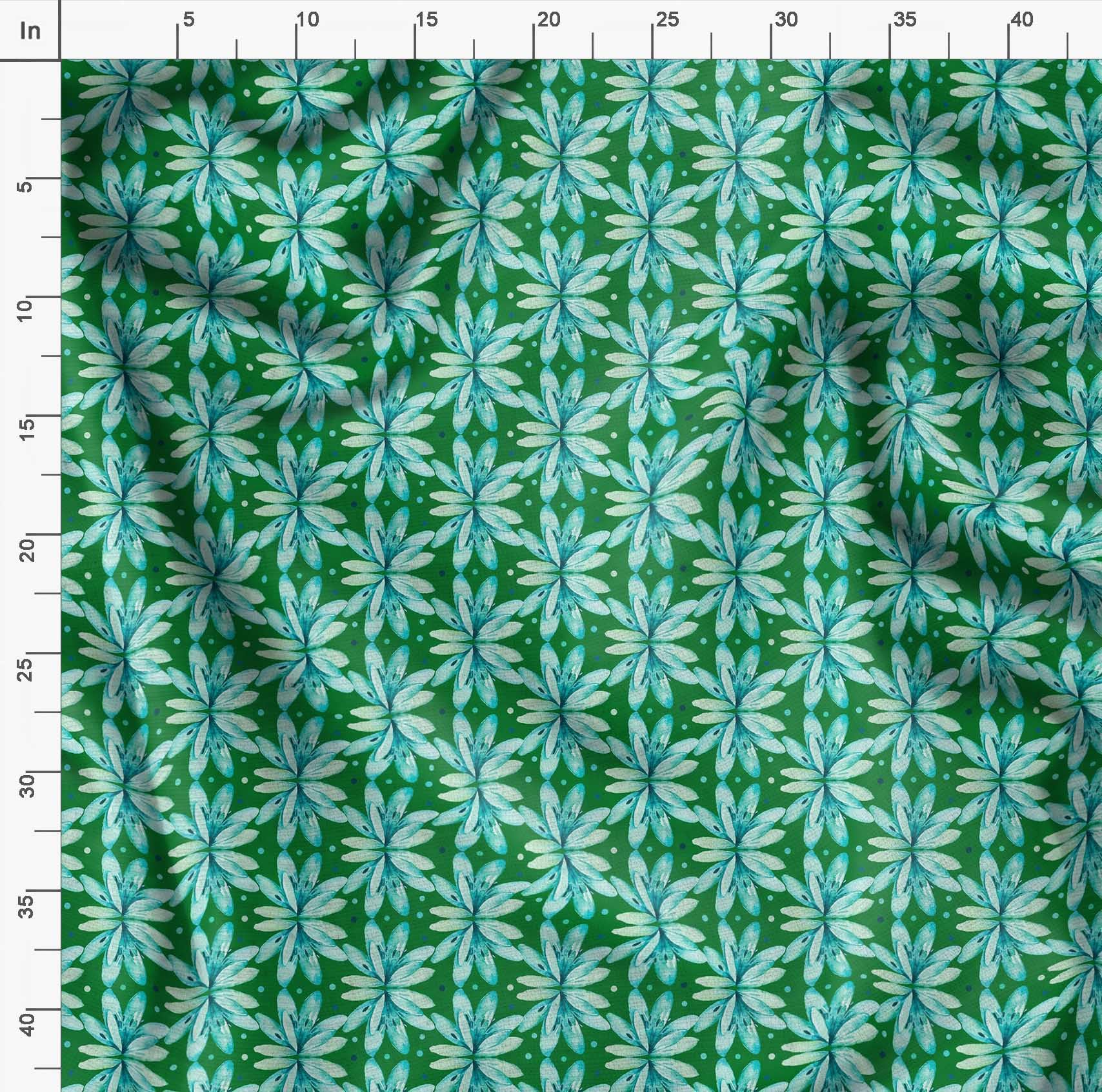 Soimoi Moss Green Georgette Fabric by The Yard - 42 Inch Wide Floral Printed Textile with Dots & Petals Design for DIY Fashion, Home Decor, and Craft Projects - Lightweight & Playful Material for Dresses, Curtains, and Scarf Making