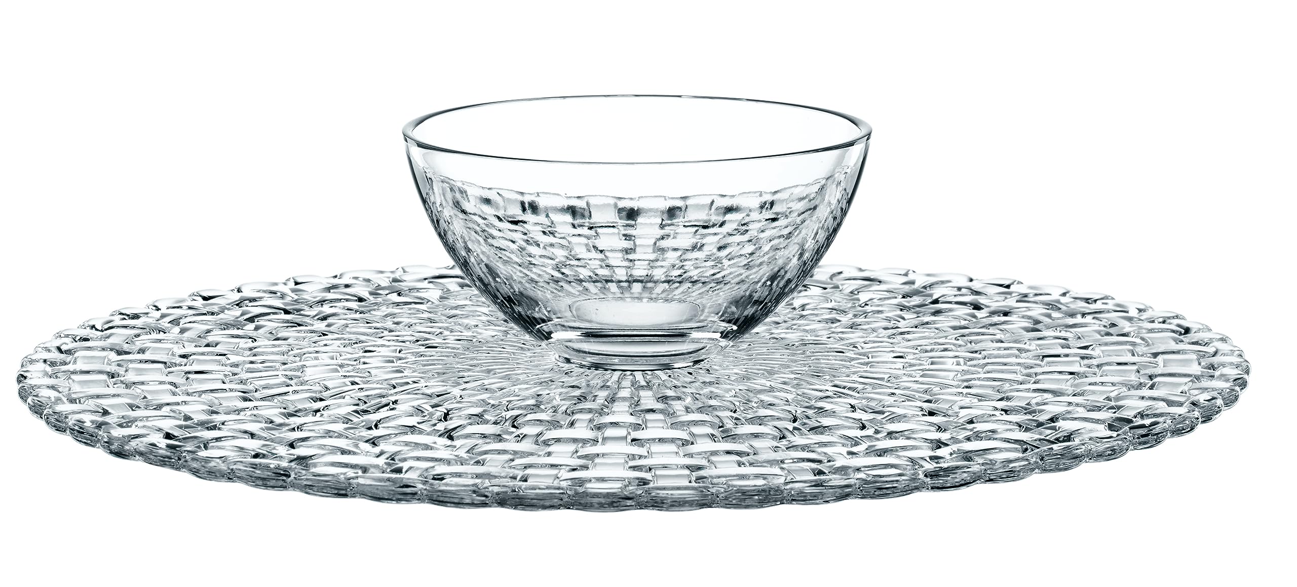 Nachtmann Bossa Nova Collection 13-Inch Crystal Chip & Dip Plate - Elegant Serving Platter with Attached Bowl, Dishwasher Safe Glass Cake Stand for Parties, Weddings & Home Decor