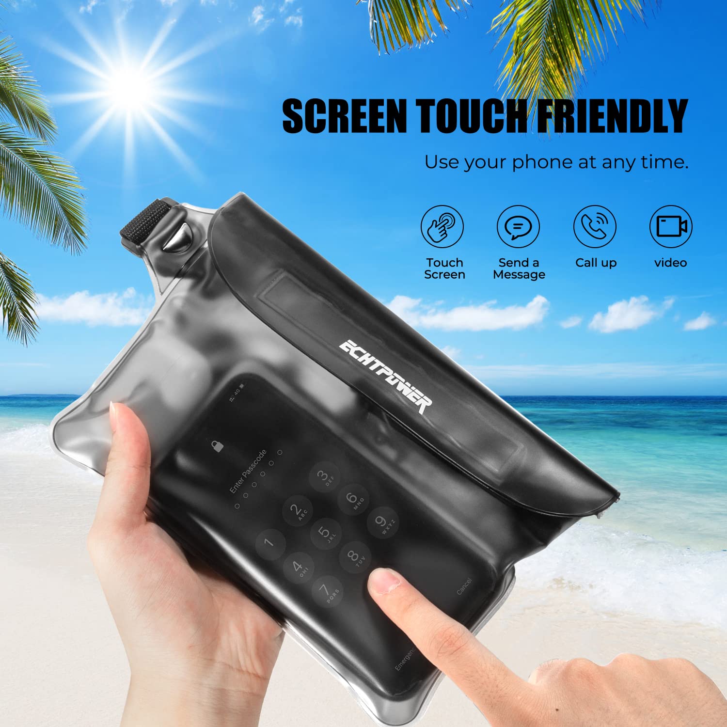 ECHTPower 2-Pack Waterproof Pouch Bag - Adjustable Waist Strap Dry Bag for Swimming, Beach, Kayaking, Boating & Outdoor Activities | Perfect for Water Sports, Travel & Adventure