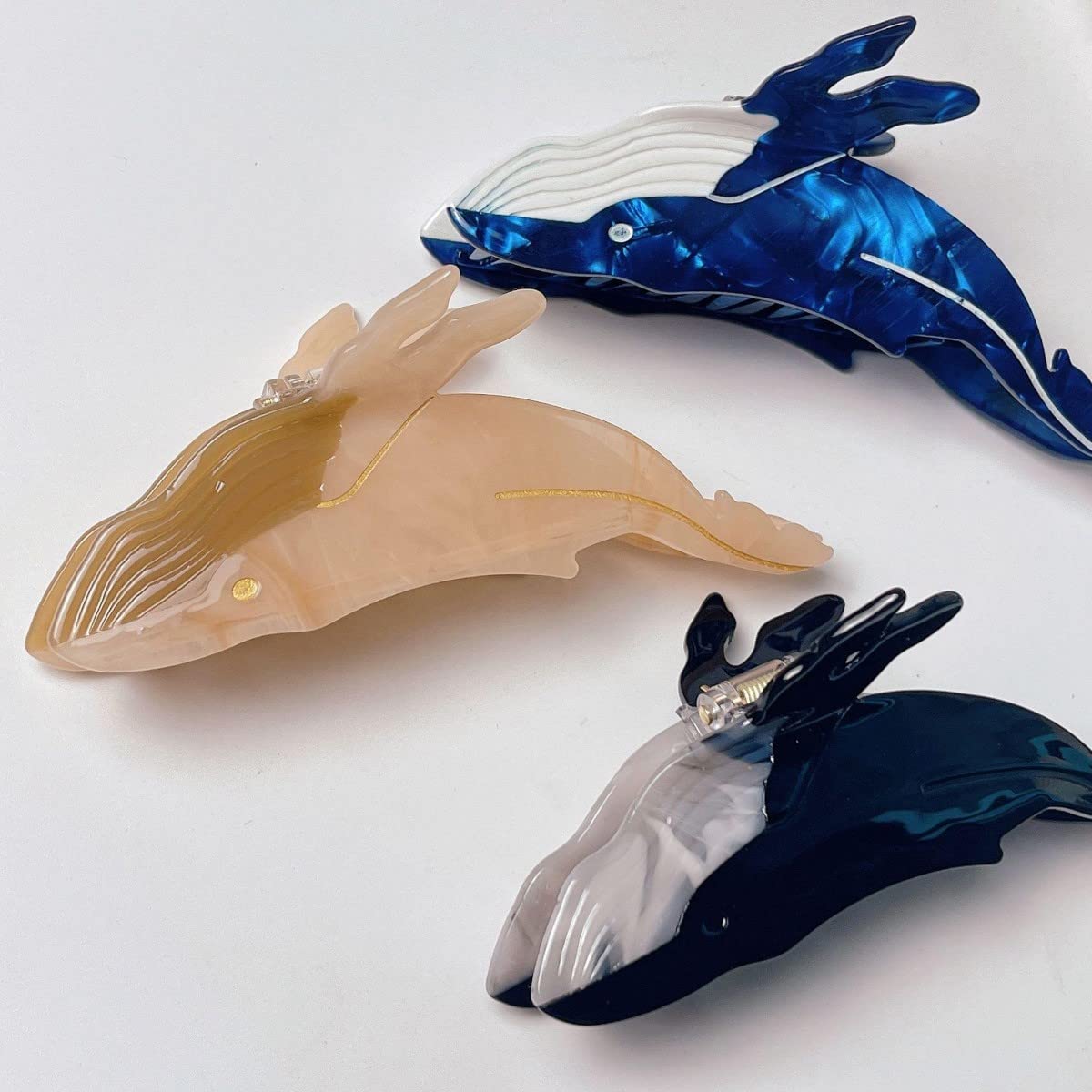 Whale Hair Clips for Women - Blue Acetate Small Claw Clips for Girls & Women - Perfect for Everyday Styling
