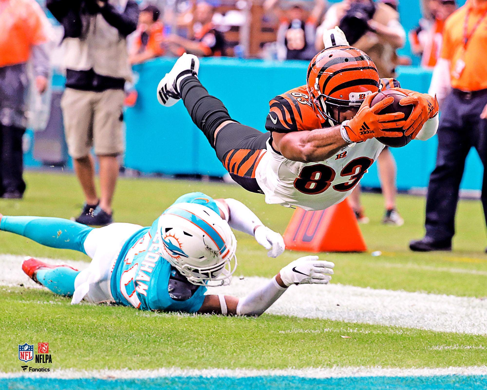Tyler Boyd Cincinnati Bengals NFL Fantasy Football Hero Touchdown Dive Photo Print - Authentic NFL Wall Art for Game Room, Man Cave & Sports Decor
