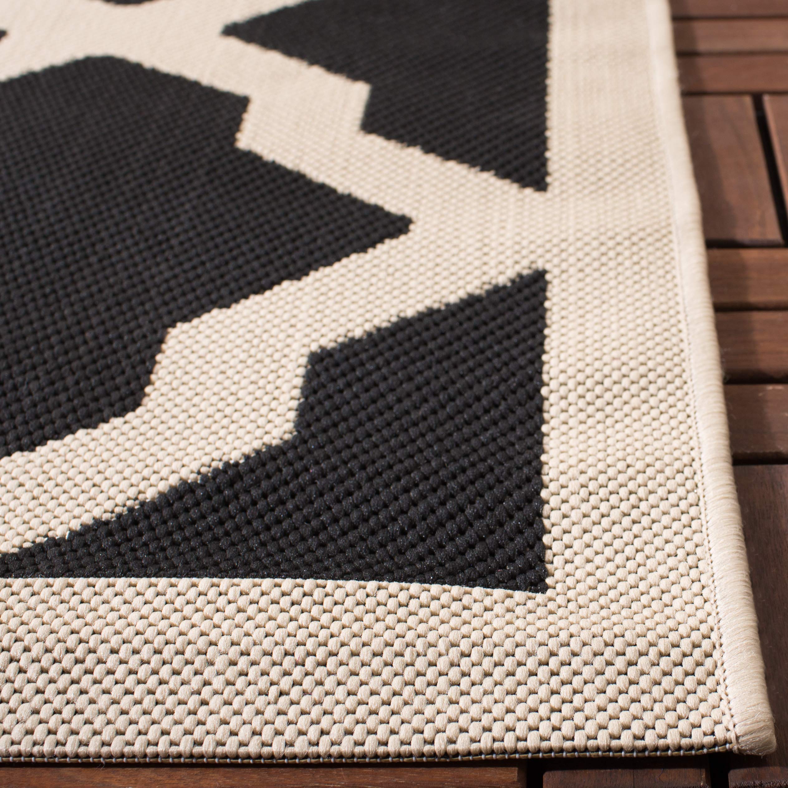 SAFAVIEH Courtyard Collection 9' x 12' Black & Beige Trellis Design Area Rug - Non-Shedding, Easy Care, Washable Indoor/Outdoor Rug for Living Room, Bedroom, Patio, Backyard, Mudroom (CY6903-266)