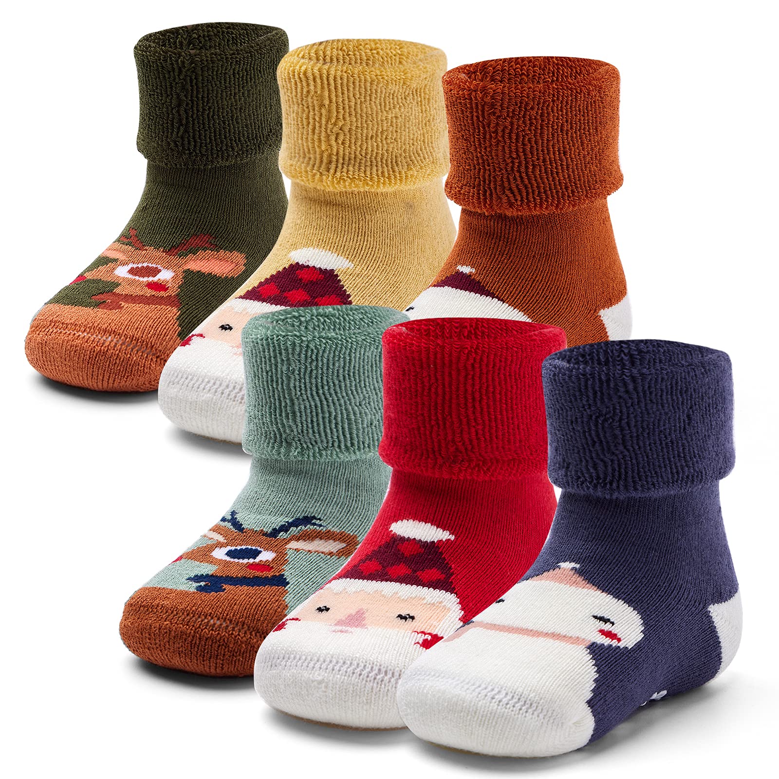 **Non-Slip Baby Socks for Boys & Girls – 6 Pack Warm Winter Socks with Grips for Crawling & Walking – Cozy Anti-Skid Socks for Infants & Toddlers**    *(Perfect for Indoor Play, Cold Weather, and Early Steps – Soft & Safe for Little Feet!)*