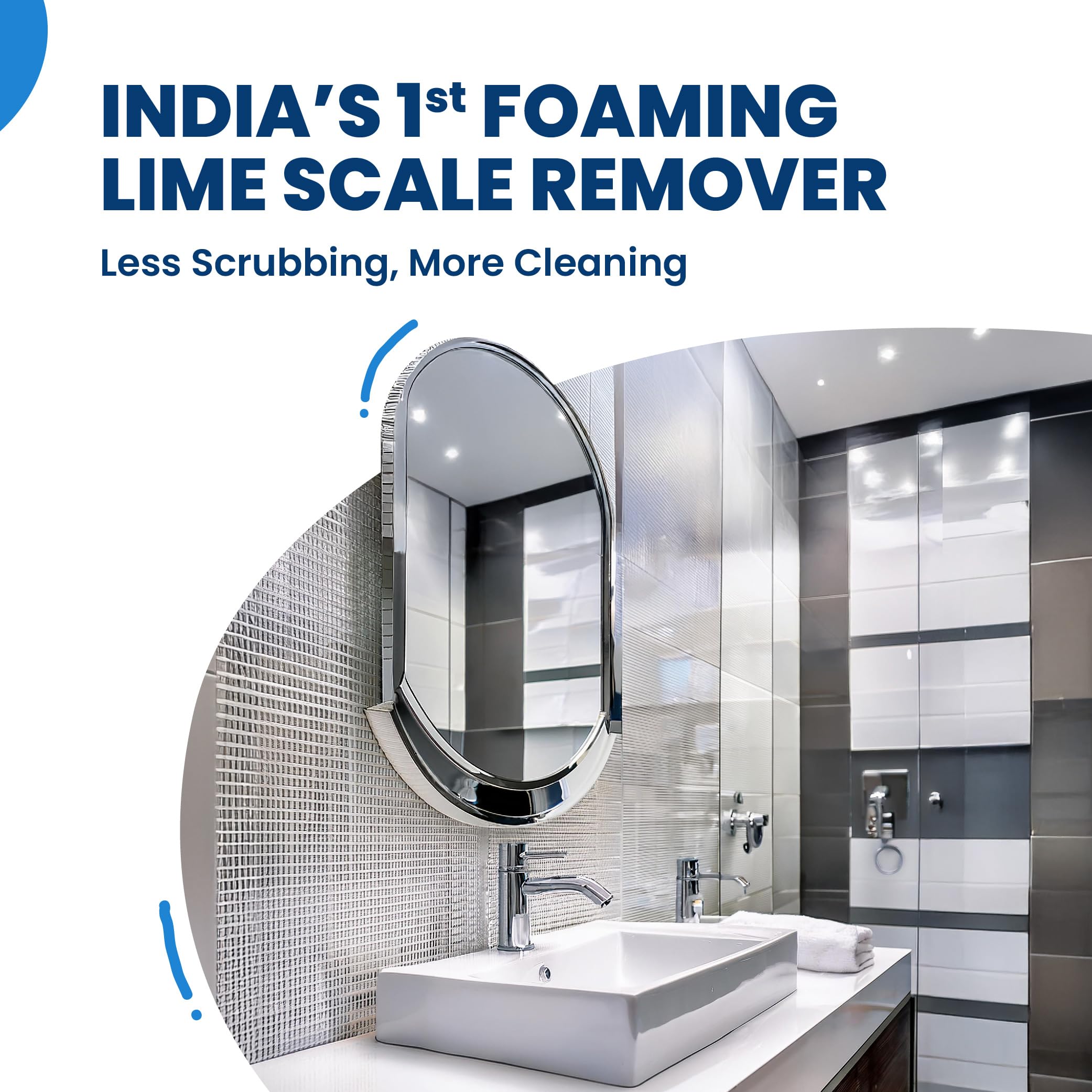 Happi Planet Foaming Tap Cleaner & Limescale Remover - Non-Toxic Bathroom Cleaner (500ml) for Taps, Showers, Tiles & Mirrors | Effortless Scrubbing with India's 1st Foam Formula | Perfect for Stain Removal & Daily Bathroom Maintenance