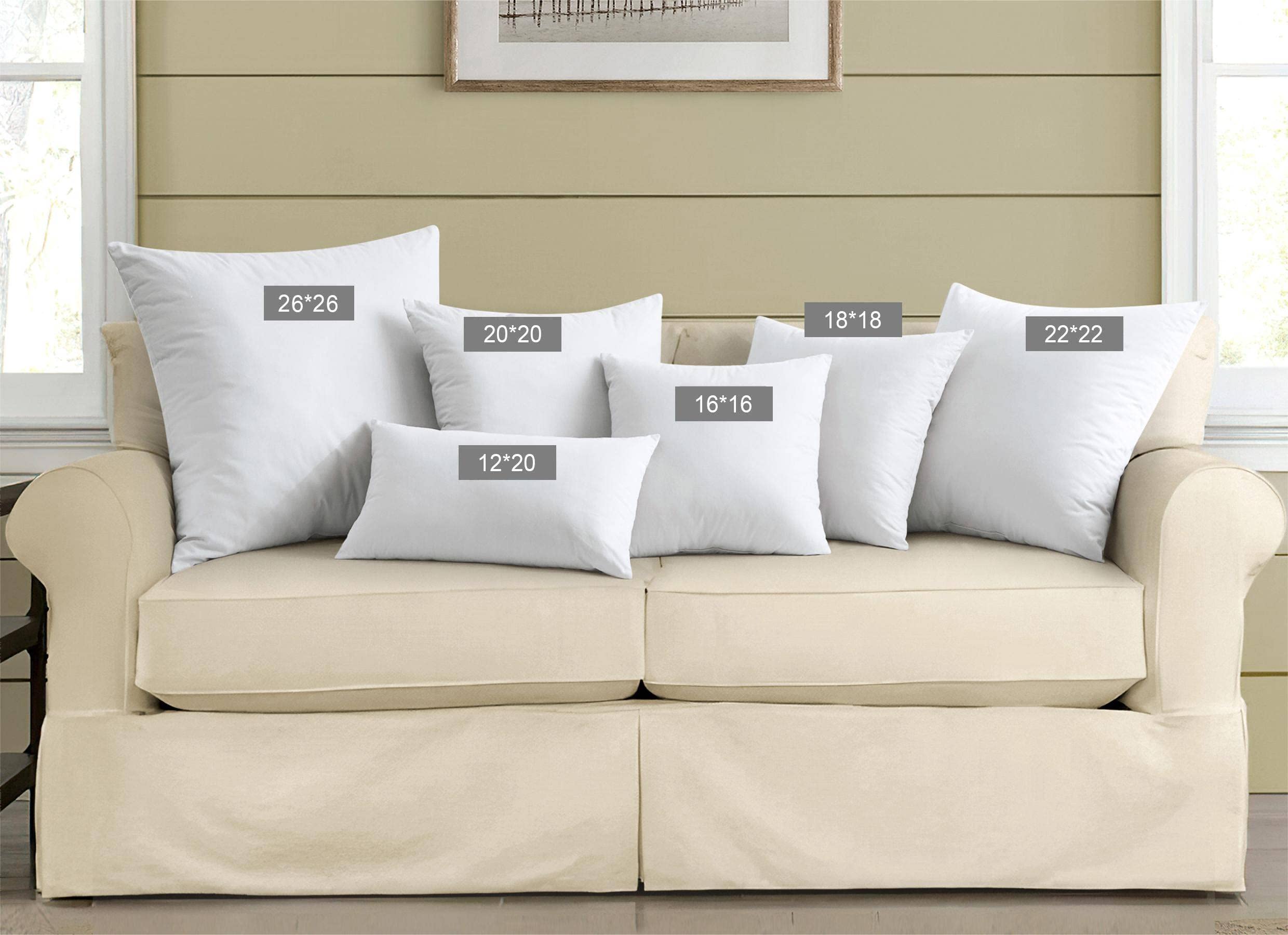 Premium Euro Pillow Inserts 26x26 Inches (Pack of 2) - White Down Feather Pillow Stuffer for Bed, Sofa & Cushions - Soft Luxury Pillows for Home Decor, Guest Room & Cozy Living Spaces