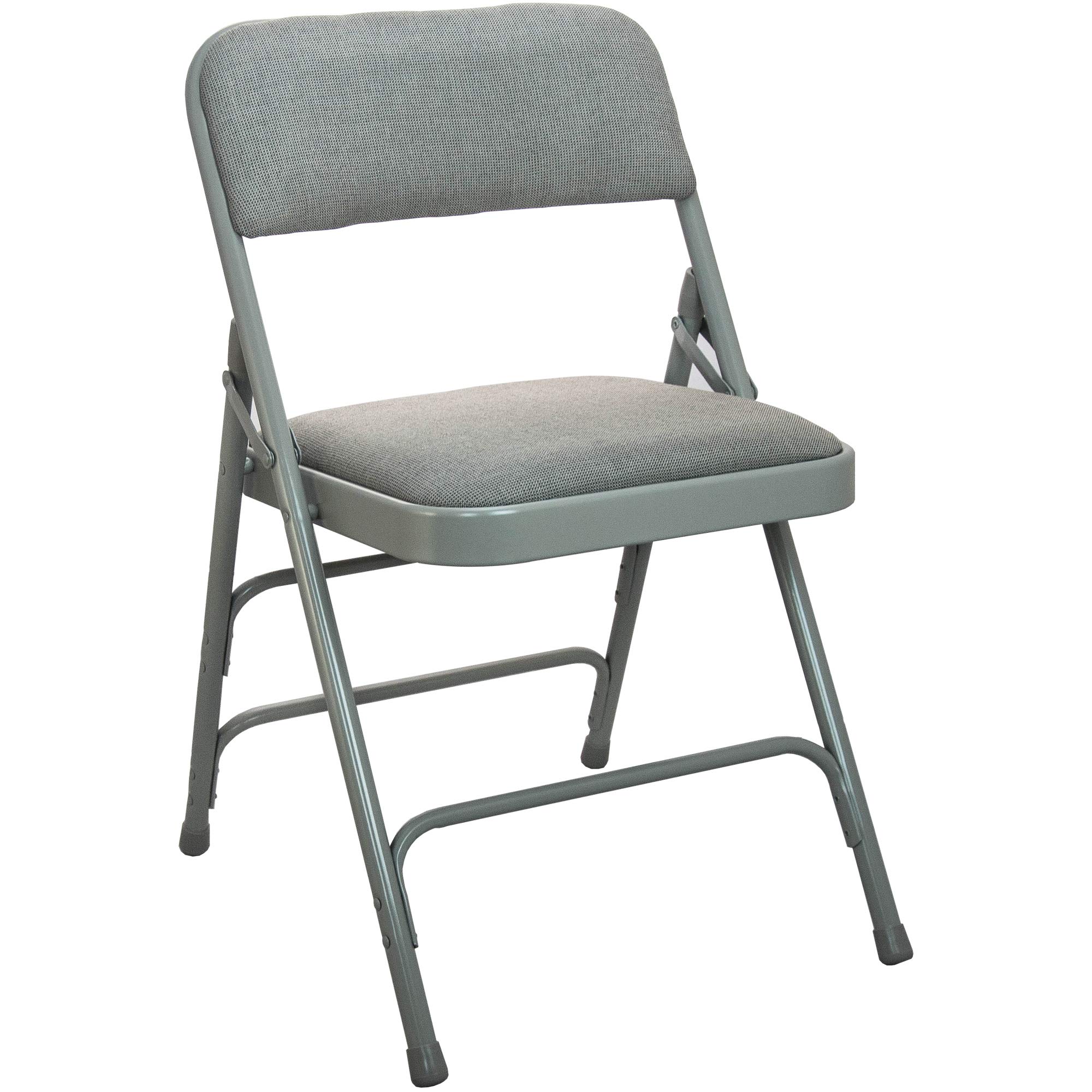 Emma & Oliver 2-Pack Grey Padded Metal Folding Chairs with Comfortable Fabric Seats - Perfect for Outdoor Events, Parties, Camping, and Extra Seating at Home