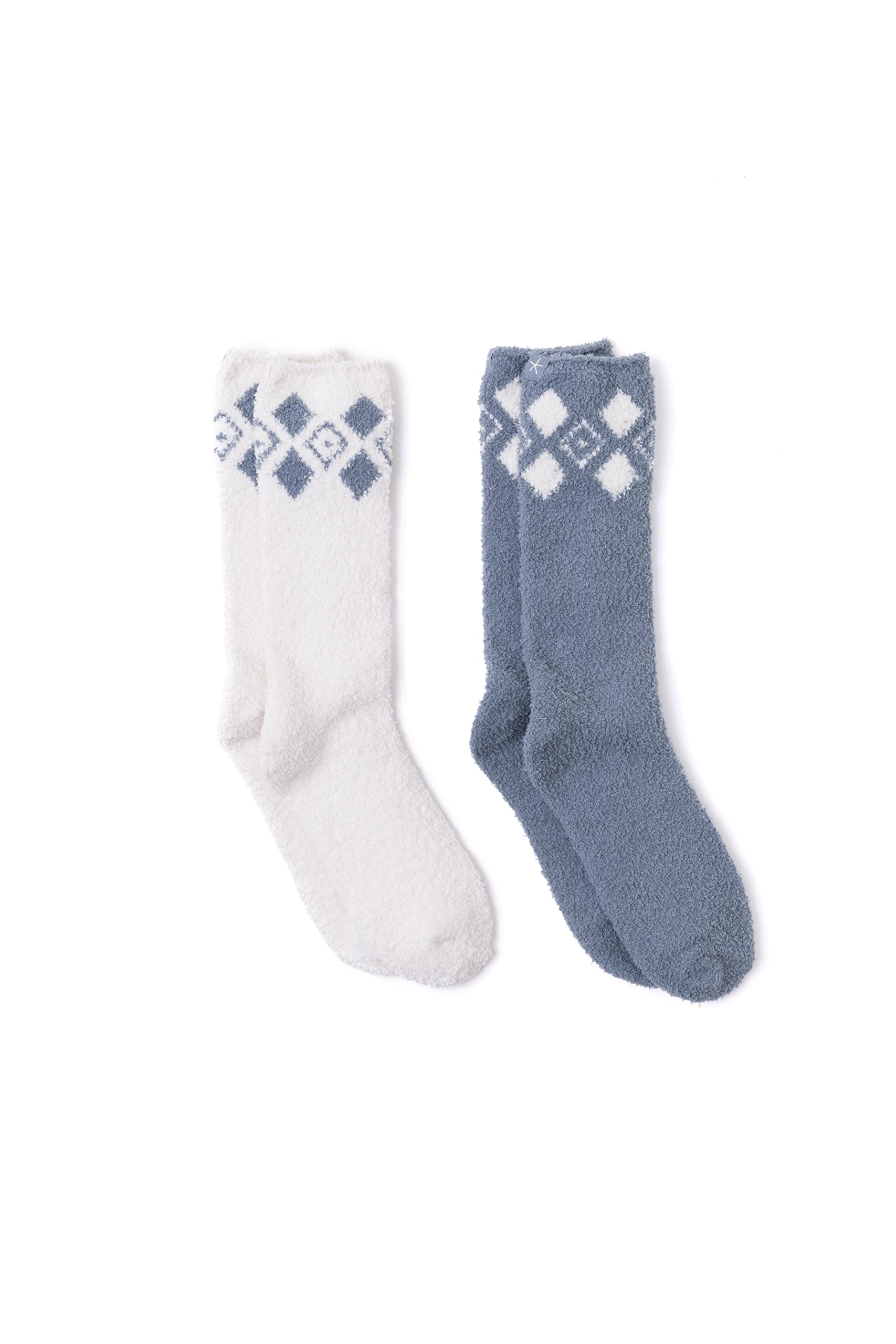 Barefoot Dreams CozyChic Women's Pattern Sock Set - 2 Pairs Plush Crew Socks for Winter, Loungewear & Warm Toes | Ultra Soft Fuzzy Socks for Home, Office & Travel | Cozy Gift Idea for Women