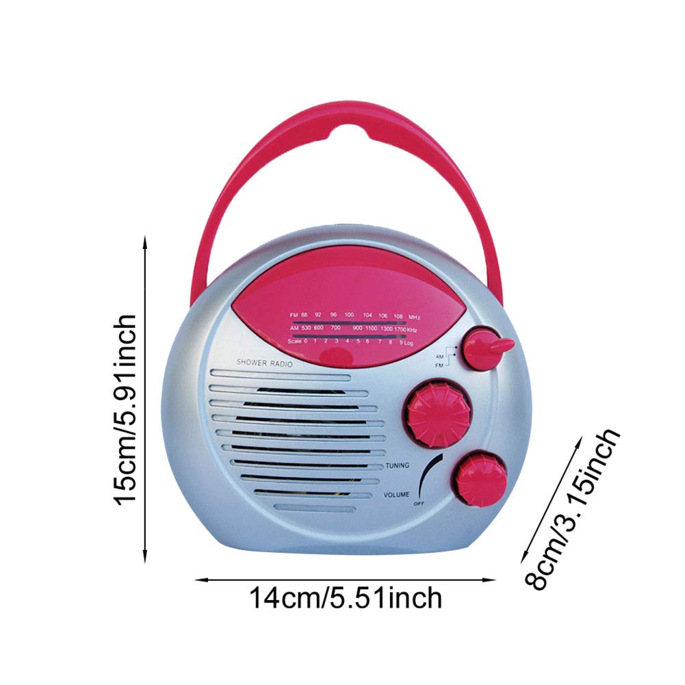 Waterproof IPX4 Shower Radio with Built-in Speaker, Portable Travel Bathroom Radio for Outdoor Use, AM FM Kitchen Gift for Home Music Play - Perfect for Showers, Camping & Home Decor