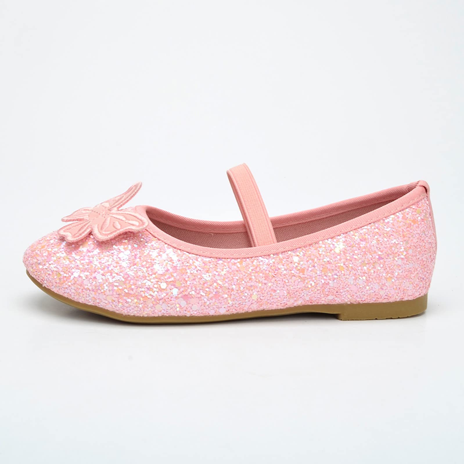 Sparkly Crystal Sequins Flat Shoes for Girls - Comfortable Toddler Dance Shoes with Bowknot - Size 9 - Perfect for Ballet Class, Party Wear & Everyday Play