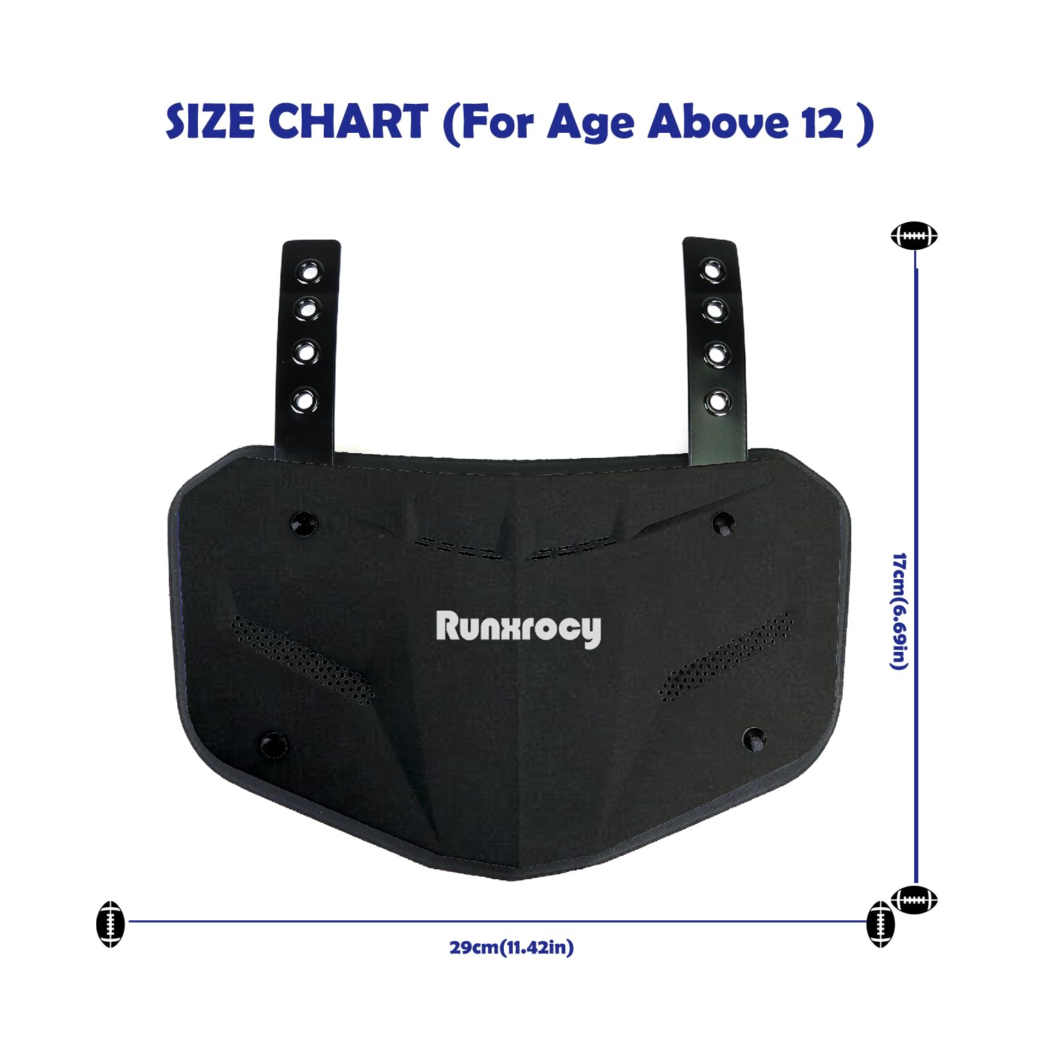 Runxrocy Football Back Plate - Adult Back Protector Pads for Football Players - Rear Protective Gear for Training & Games