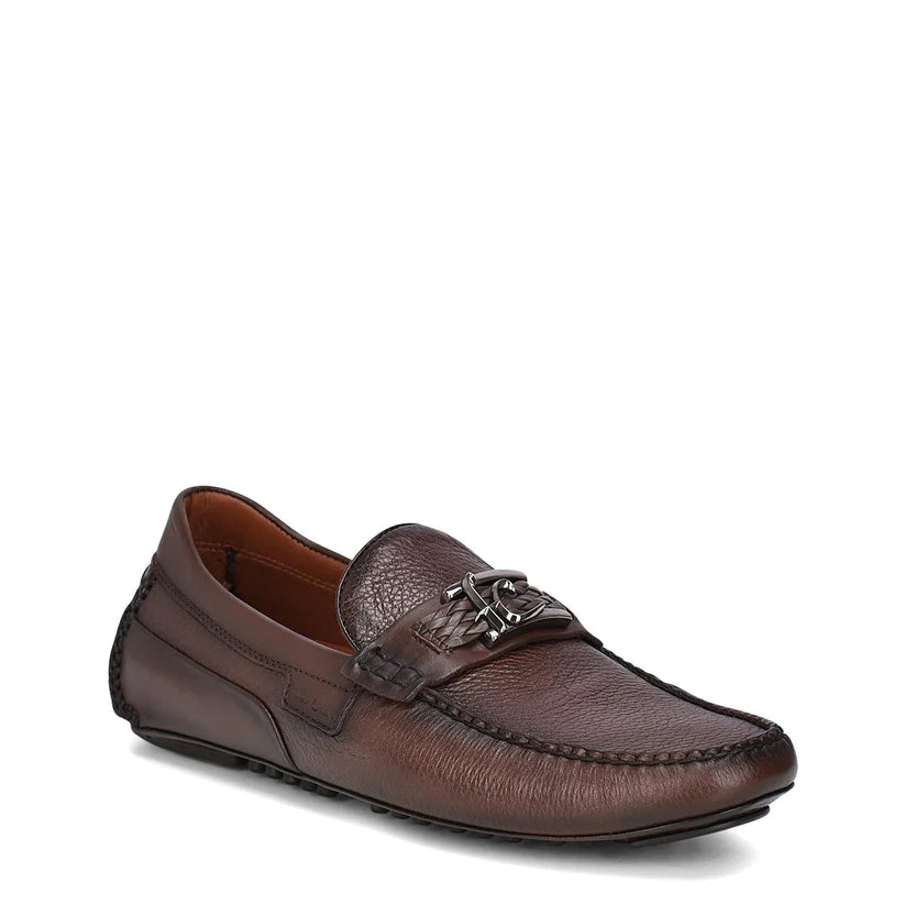 40VVNTS Men's Brown Casual Fashion Deer & Calfskin Driving Loafers - Comfortable Slip-On Shoes for Work, Travel & Everyday Wear