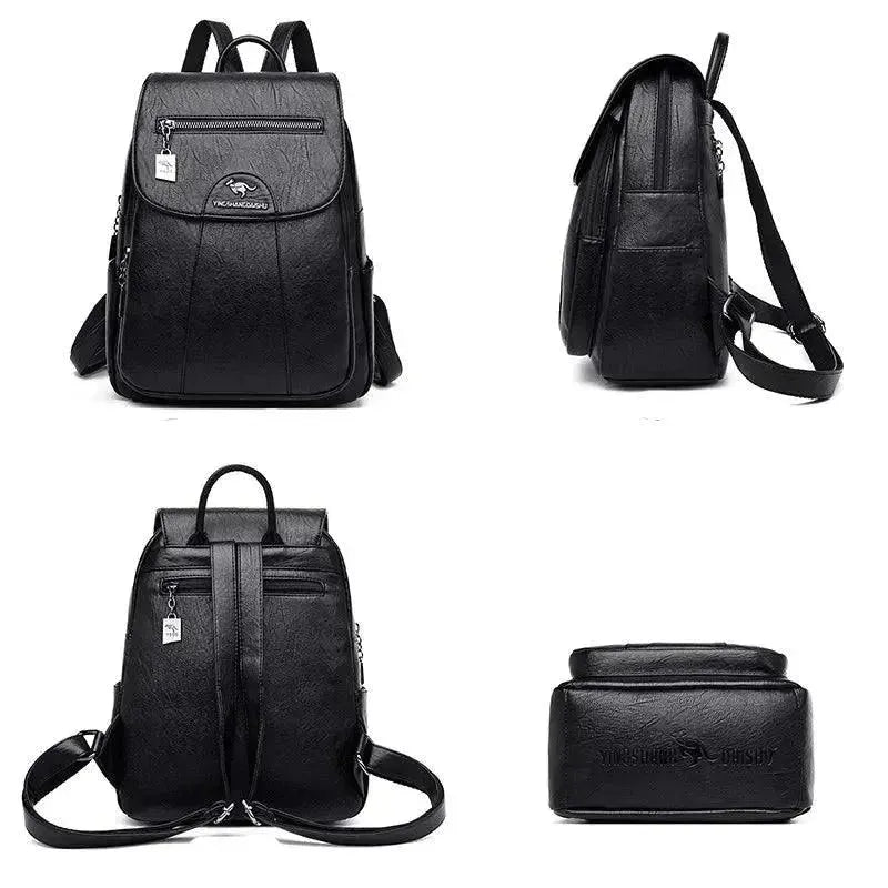 Vintage Soft Leather Women's Backpack - Stylish & Durable Purse for College, Travel & Everyday Use