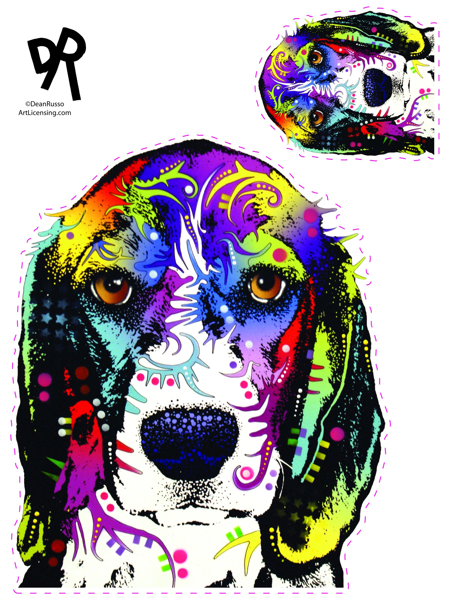 Dean Russo Beagle Car Stickers - 2 Pack Waterproof Vinyl Decals for Windows, Bumpers, Laptops & DIY Crafts | Durable Outdoor Rated Adhesive for Cars, Laptops, Notebooks & Home Decor