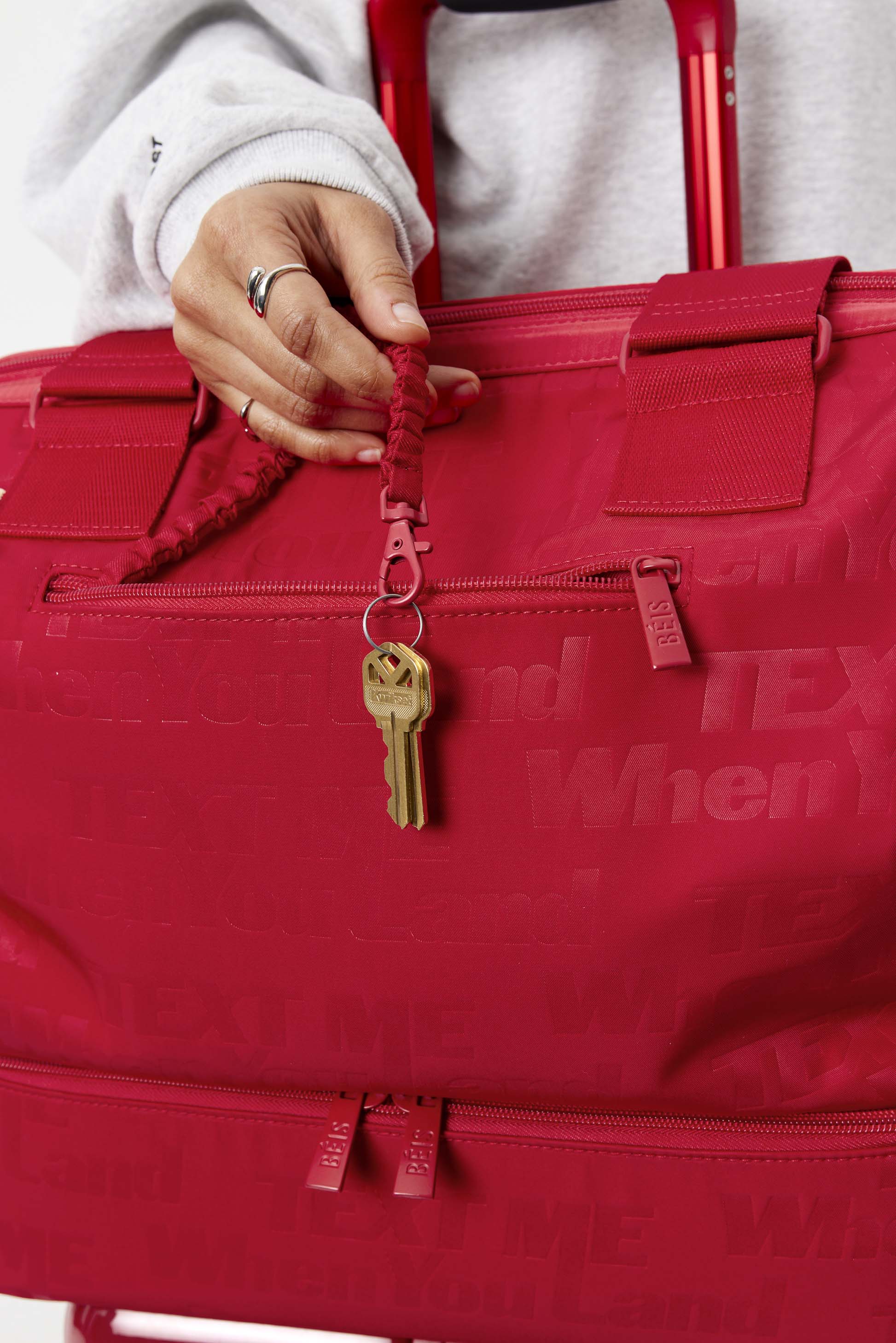 Mini Weekender Crossbody Bag in Text Me Red - Perfect for Travel, Work & Everyday Use