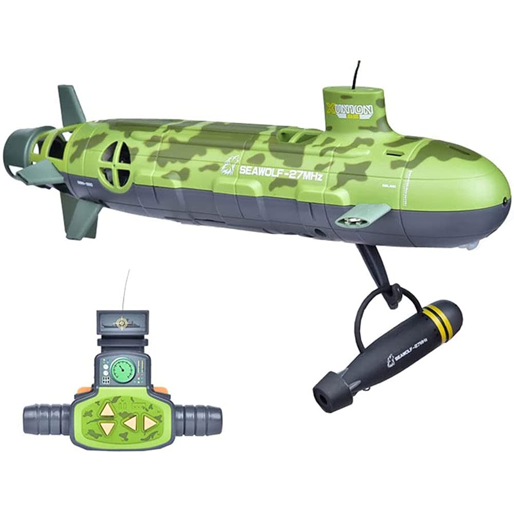 6CH Mini RC Submarine Toy - Military Model Remote Control Boat for Kids, Electric Swim Diving Pool Fish Tank Water Play - Perfect Birthday Gift for Boys & Girls (Green) | Fun Indoor & Outdoor Water Games, Pool Parties, Bathtub Playtime