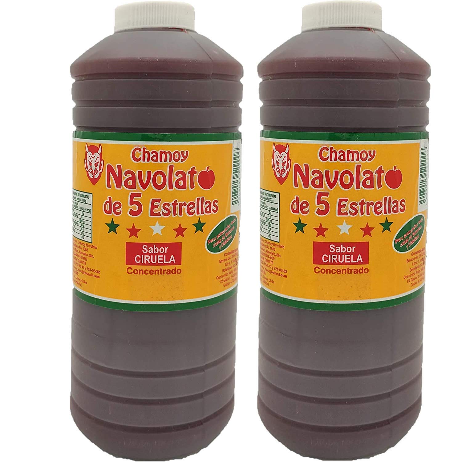 Chamoy Navolato Ciruela Plum Sauce 1L (2 Bottles) - Perfect for Cocktails, Snacks & Mexican Cuisine