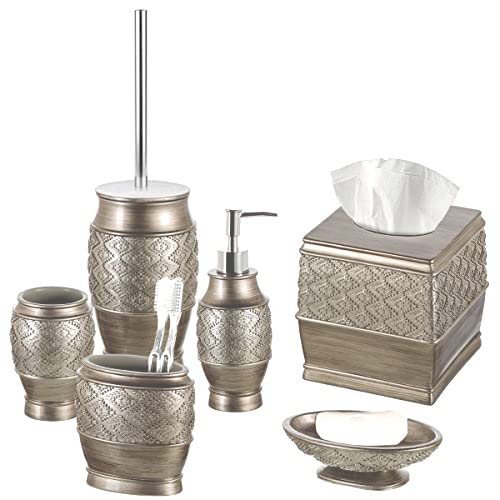 Dublin Silver Toilet Brush Set with Holder - Decorative Bathroom Cleaning Tool - Space Saving Toilet Bowl Scrubber for Modern Homes | Ideal for Small Bathrooms & Guest Powder Rooms