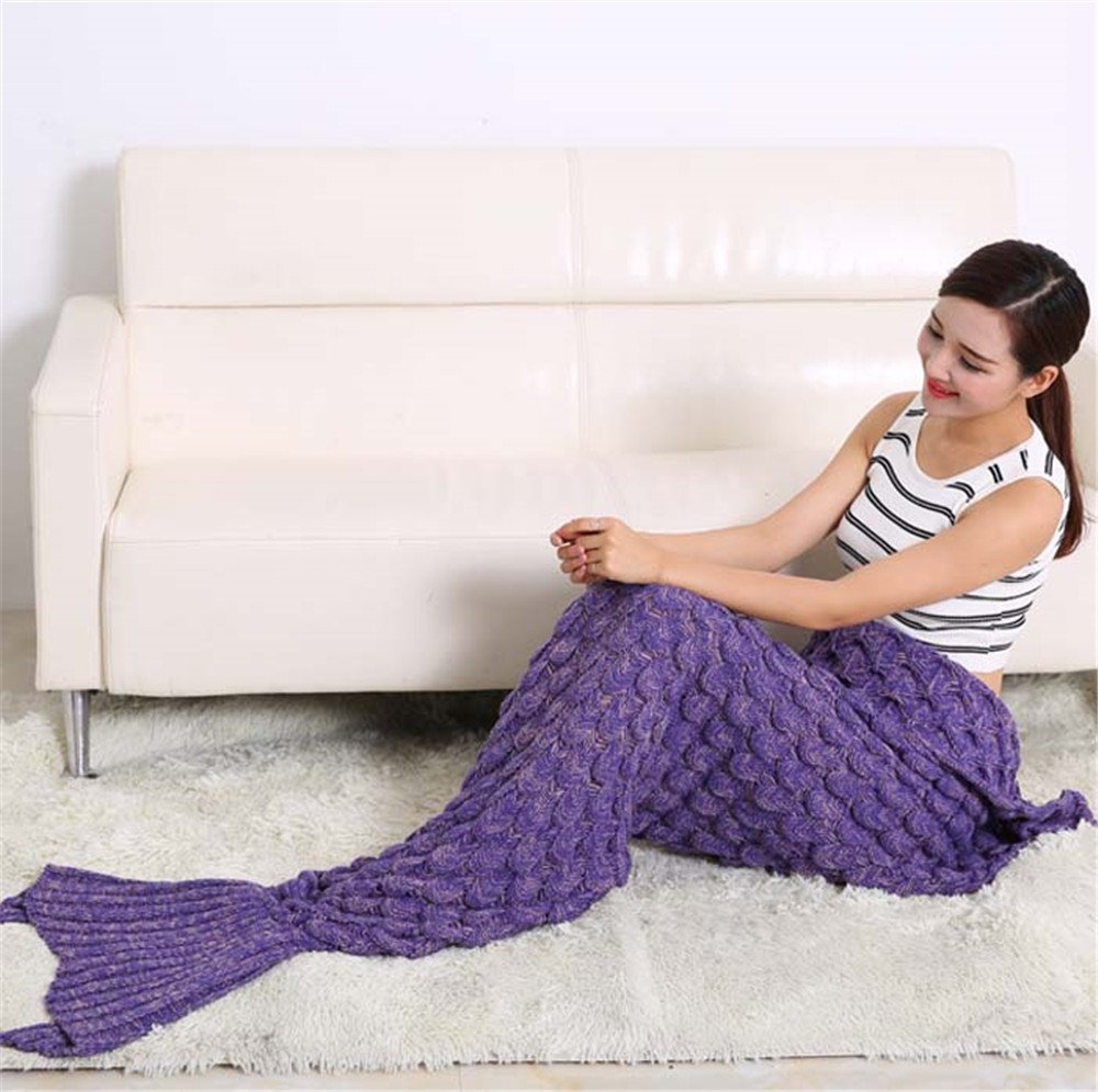 Premium Mermaid Blanket with Realistic Scales - Soft Knitted Sleeping Bag & Cozy Mermaid Tail Wrap for Adults & Teens - 77