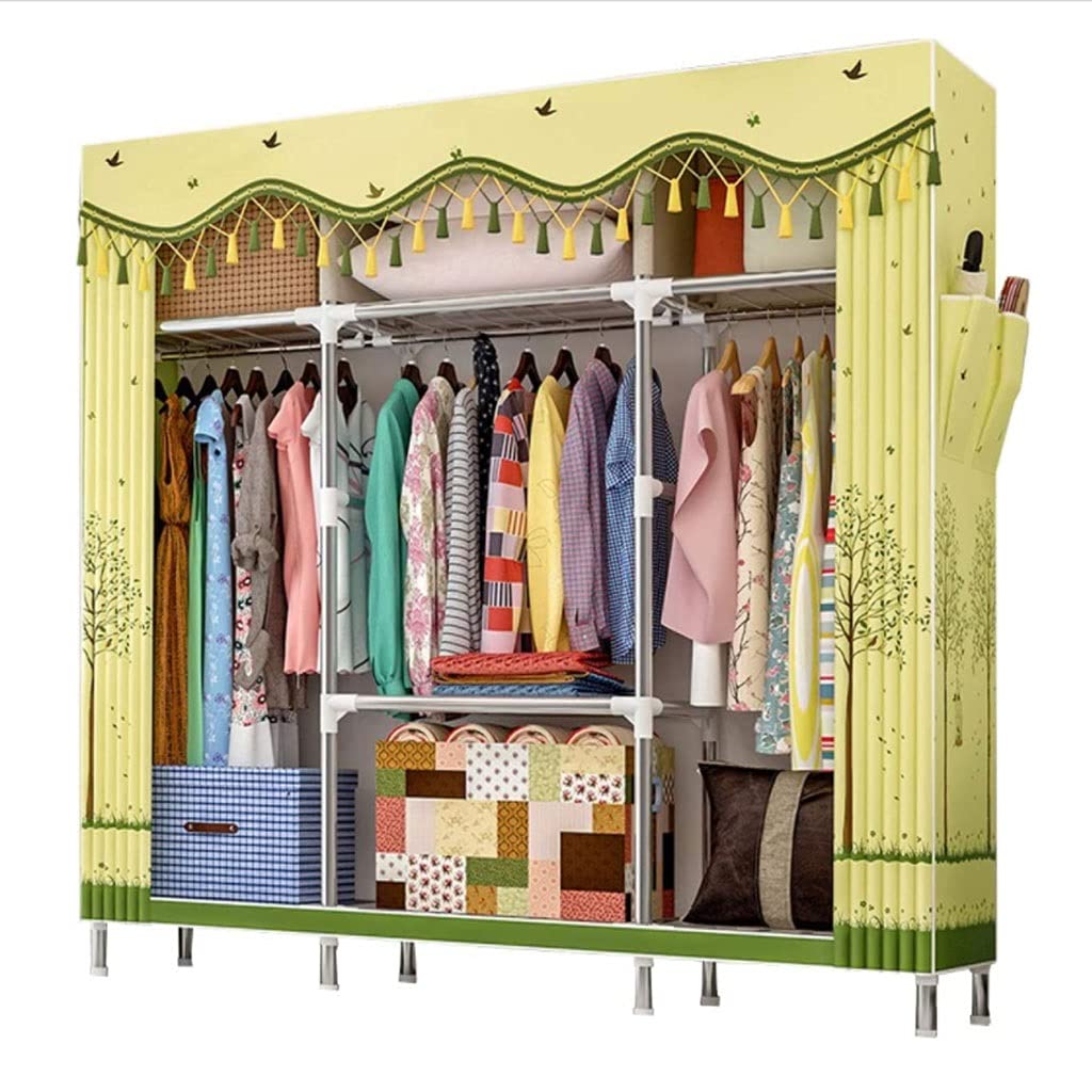 Eastbon Extra Large Portable Wardrobe Closet - Fabric Standing Storage Organizer with Hanging Rod & 2 Side Pockets for Clothes, Shoes & Accessories | Perfect for Bedroom, Dorm, Apartment & Small Space Organization