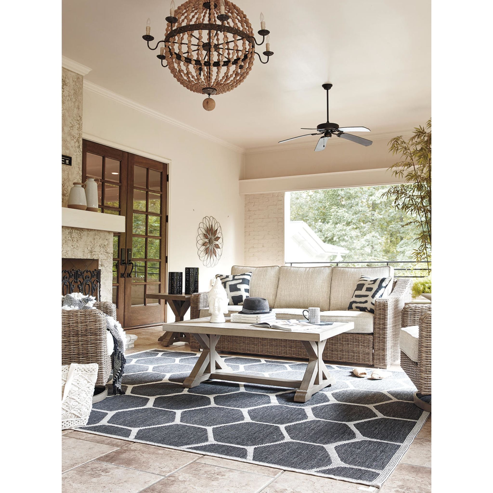 Beachcroft 5-Piece Outdoor Patio Furniture Set - Waterproof Wicker Rattan Sofa Sectional with Beige Cushions for Backyard, Poolside & Garden Relaxation