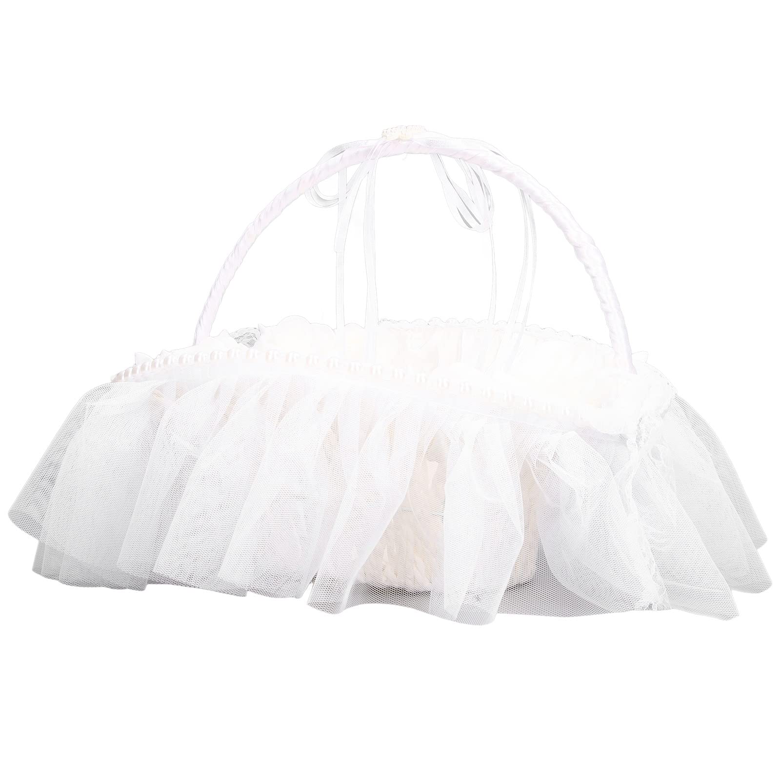 Elegant White Lace Flower Girl Basket for Wedding Ceremonies - Perfect for Bridal Showers, Flower Girls & Wedding Decorations