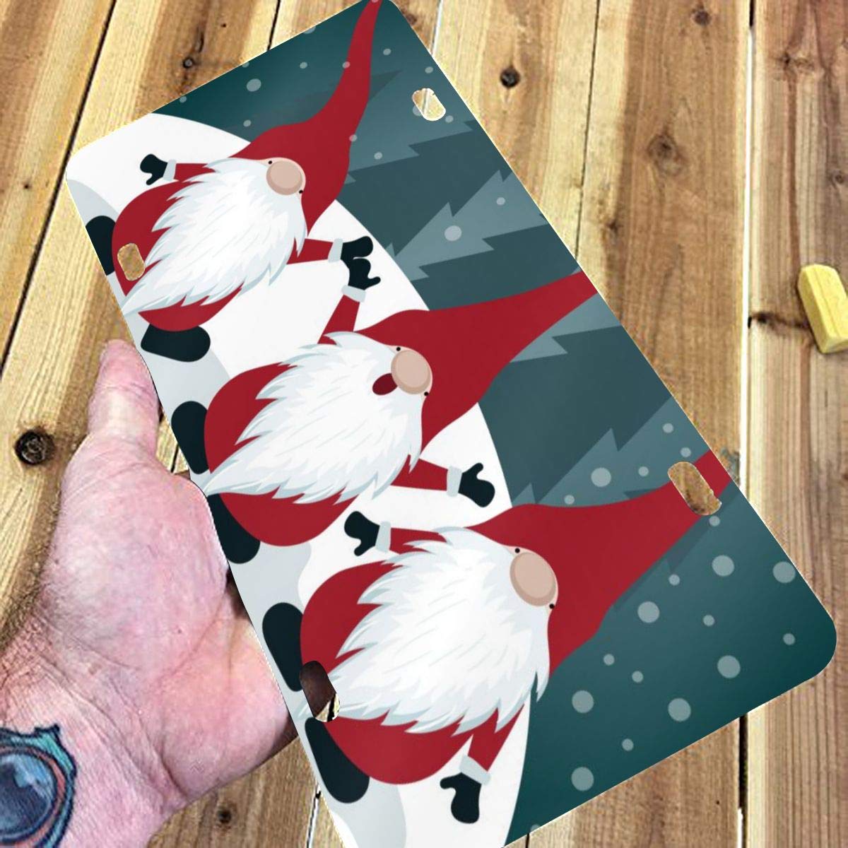 Christmas Gnome Decorative Aluminum License Plate - 6x12 Inch Durable Metal Vanity Plate for Car, Home, Wall Decor - Perfect Gift for Women, Men, Girls & Boys - Holiday Home Decor, Office Decoration & Festive Party Supplies