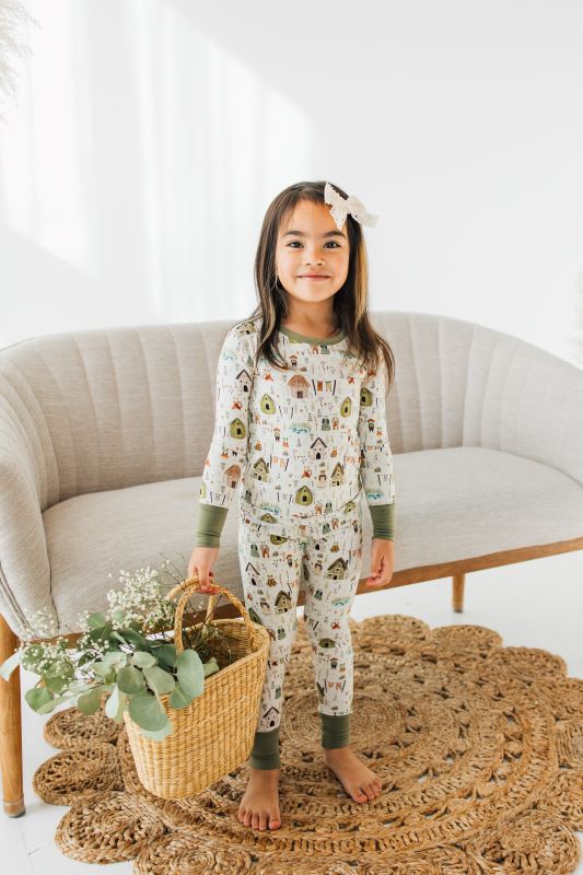 Hoppy Homestead Two Piece Pajama Set for Women - Soft Cotton Sleepwear, Comfortable Loungewear for Nighttime & Relaxation at Home