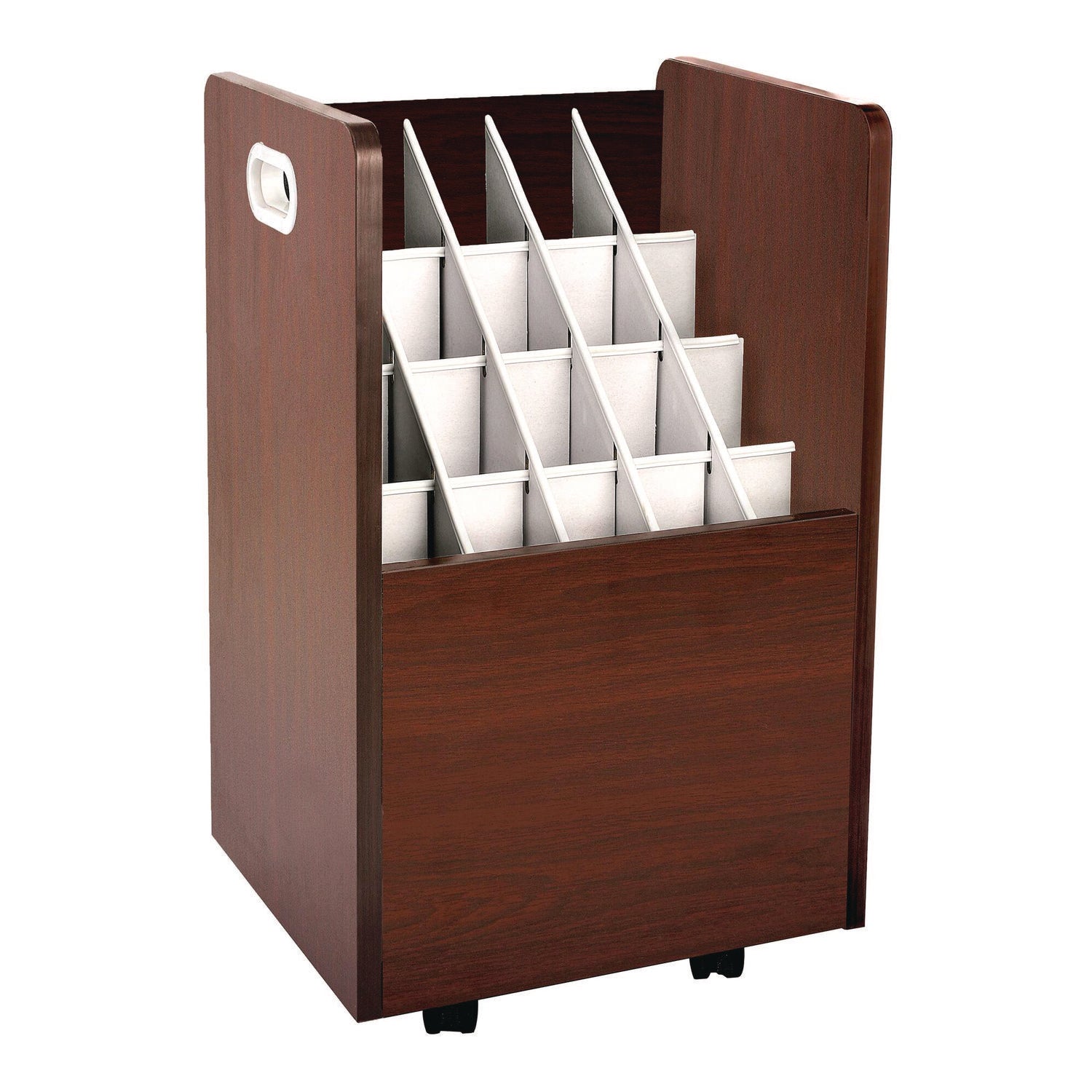 AdirOffice 20-Slot Rolling Blueprint Storage Cabinet - Wooden Mobile File Organizer for Large Documents (15.25