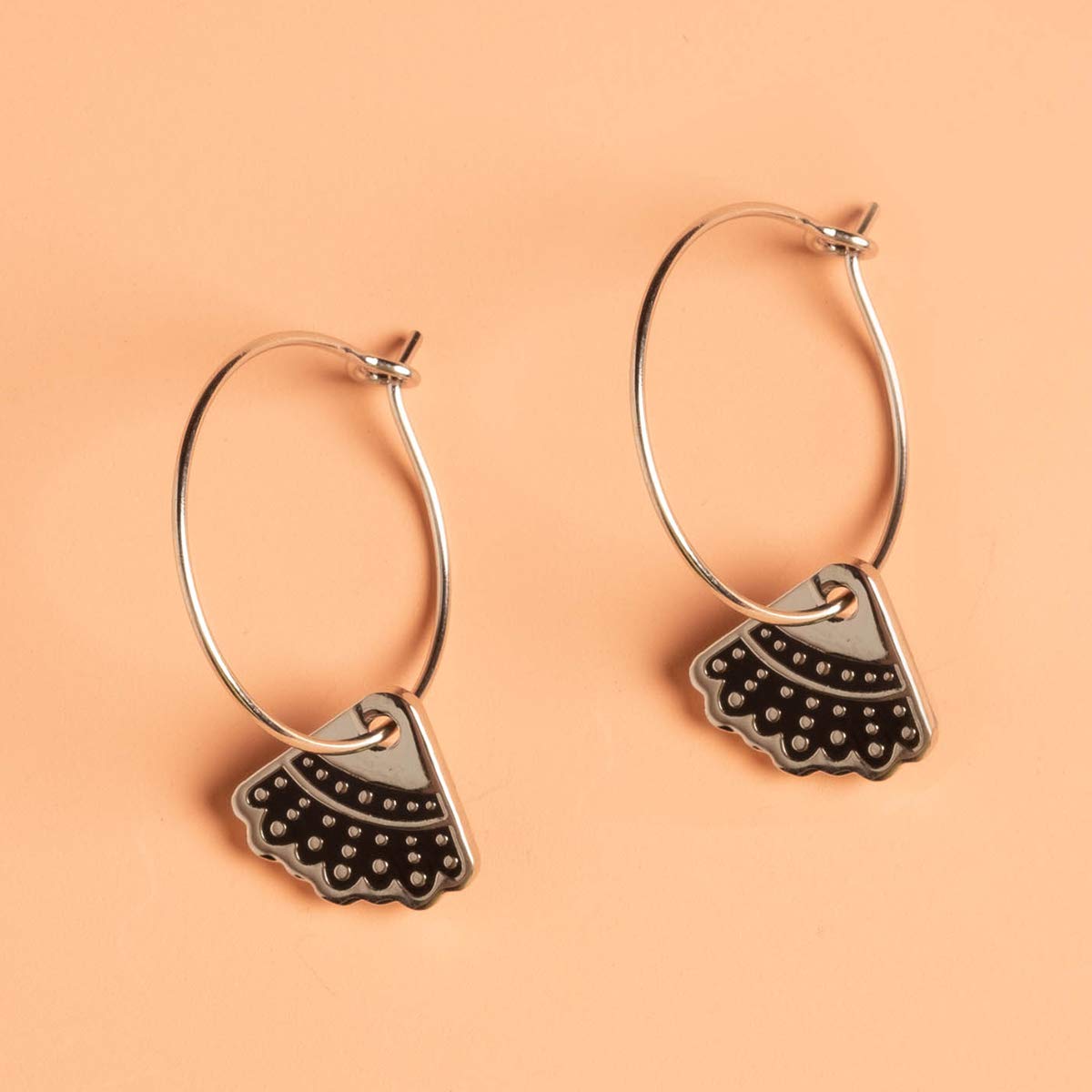 RBG Dissent Collar Earrings for Women - Silvertone Chandelier, Stud, Dangle Drop, Hook & Hoop Charm Jewelry | Ruth Bader Ginsburg Inspired | Perfect for Courtroom, Feminist Events & Political Gatherings