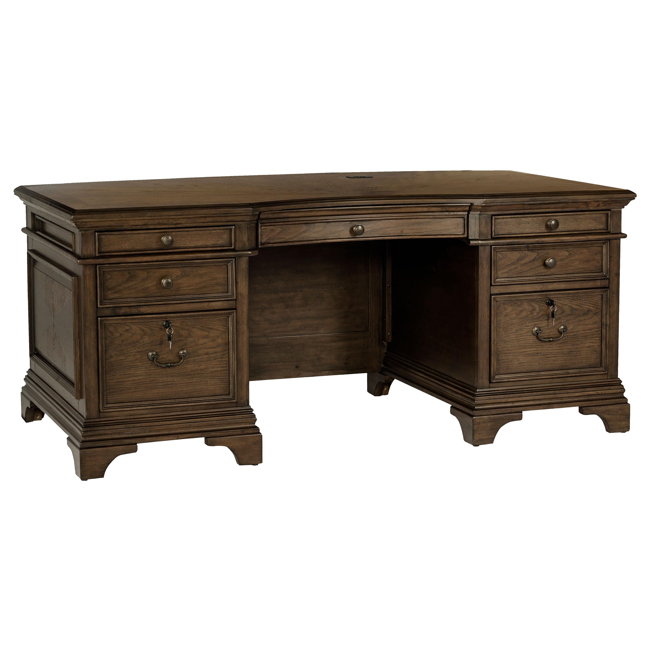 Coaster Furniture Hartshill File Cabinets - Burnished Oak Executive Desk with File Storage, 881281 - Perfect for Home Office & Workspace Organization