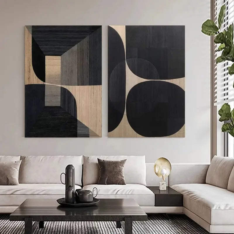 Abstract Tranquility Wall Art Set of 2 - Modern Minimalist Canvas Paintings for Living Room, Bedroom & Office Decor #WS023
