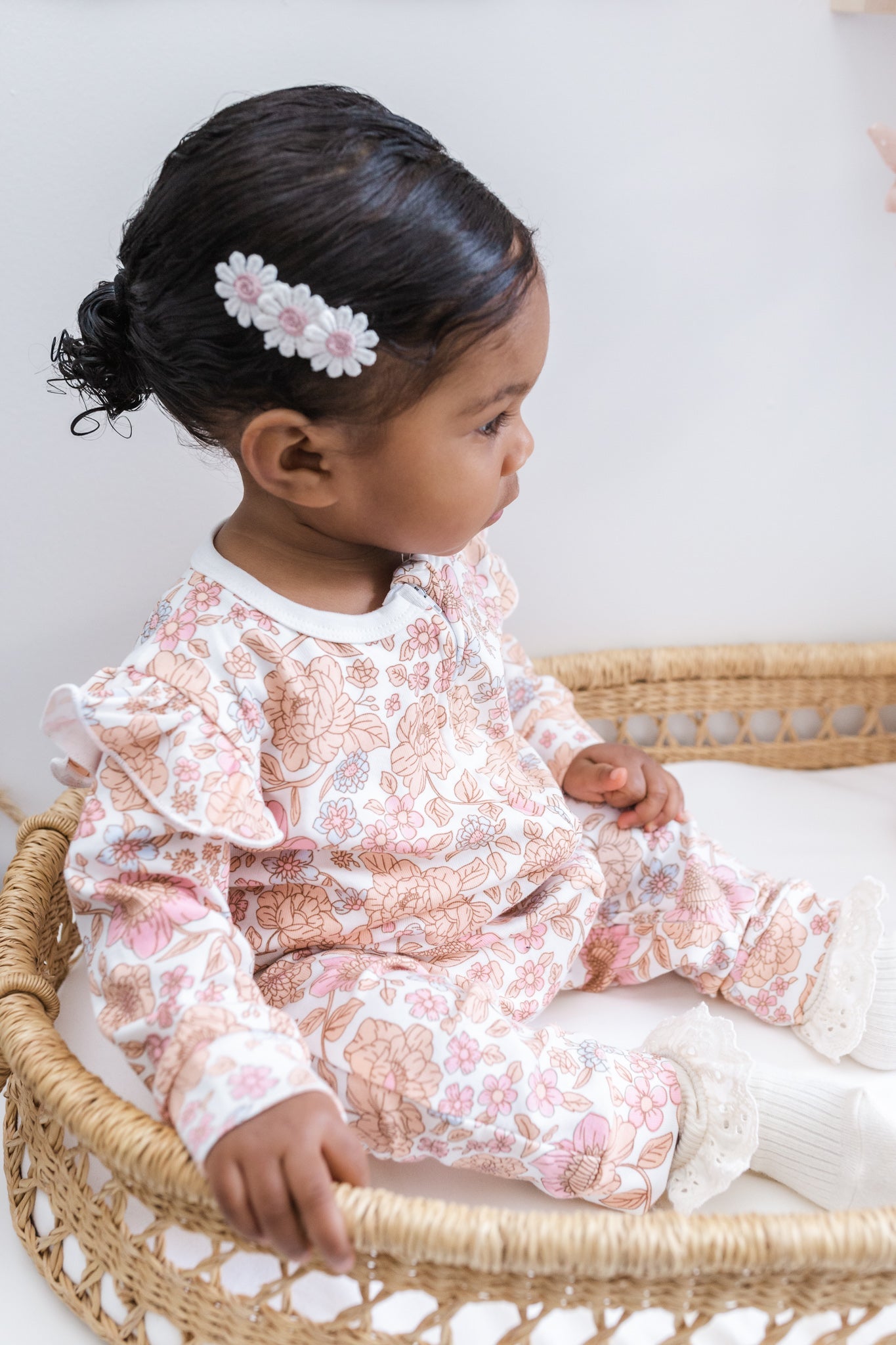 Floral Baby Jumpsuit with Bow Headband - Soft Cotton Romper for Newborns & Infants - Perfect for Photoshoots, Birthday Parties & Special Occasions
