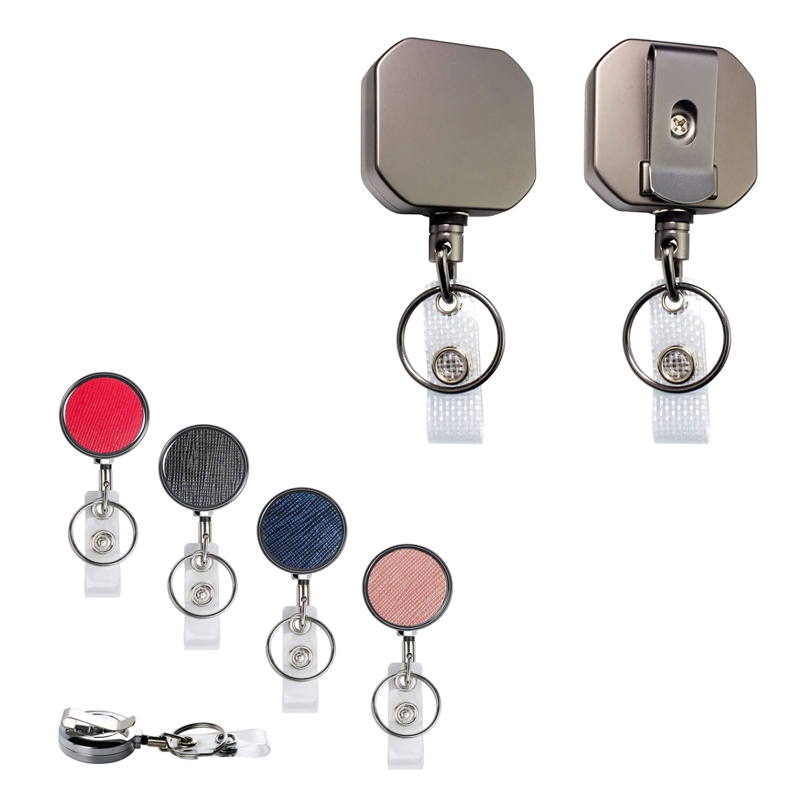 4-Pack Retractable Badge Holder Reels + 2-Pack Square Badge Reels - Secure ID Card Holders for Work, Events & Conventions - Ideal for Office, Security, Hospitals & Trade Shows