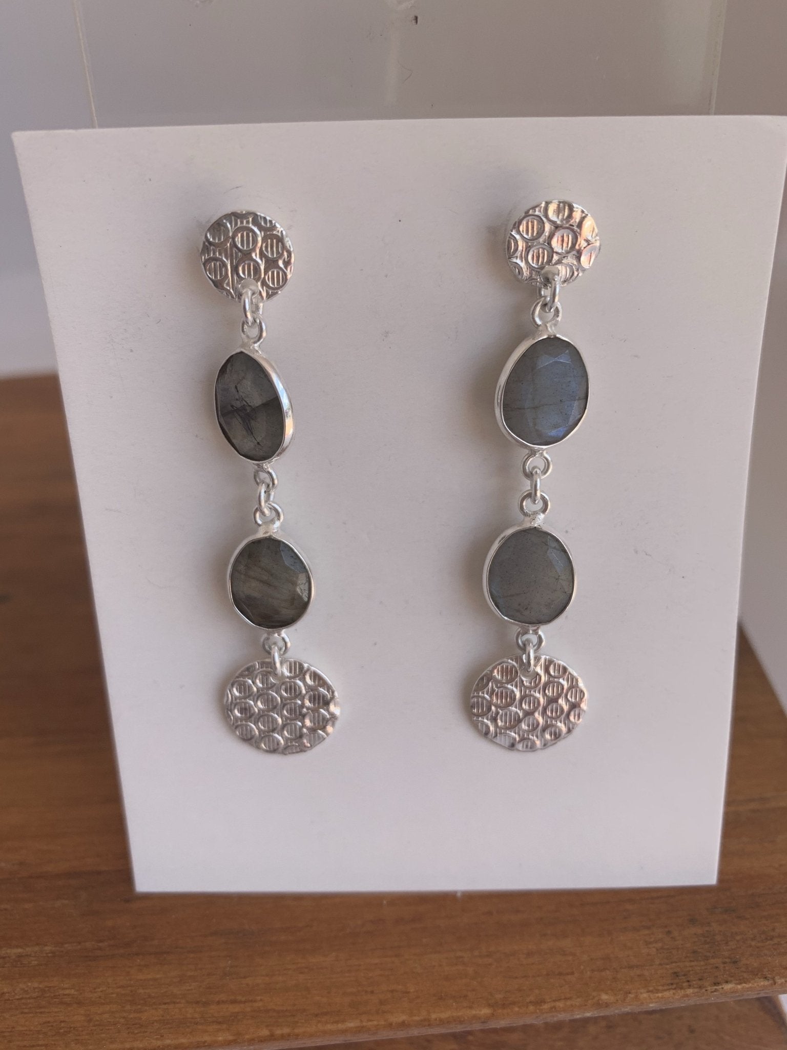 Labradorite Gemstone Designer Earrings for Women - Handmade Sterling Silver Dangle Earrings - Perfect for Parties, Weddings & Special Occasions