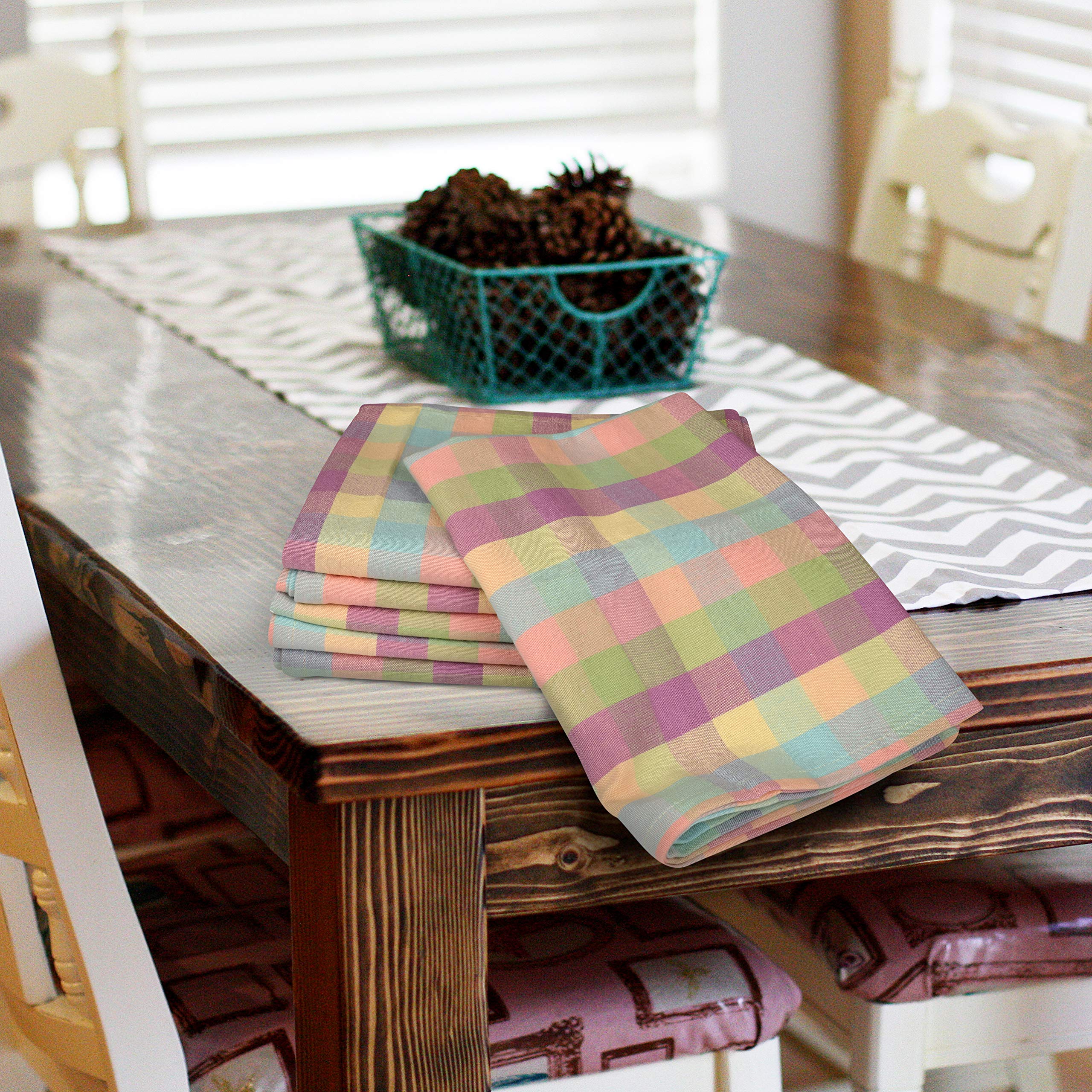 Urban Villa 6-Pack Buffalo Check Easter Kitchen Towels 20”X30” 100% Cotton Highly Absorbent Premium Soft Mitered Corner Towels for Holiday Decor and Daily Use