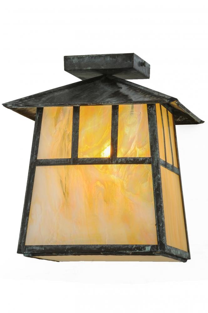 Meyda Tiffany 150104 Stillwater Stained Glass Ceiling Light Fixture - 12 Inch Square Vintage Style Floral Design for Dining Room, Bedroom & Living Room Decor