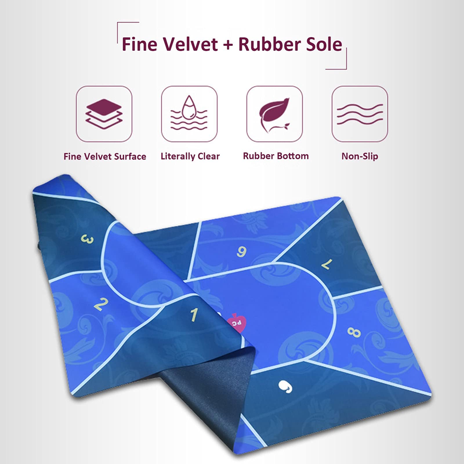 Professional Portable Rubber Poker Table Top Mat - 120