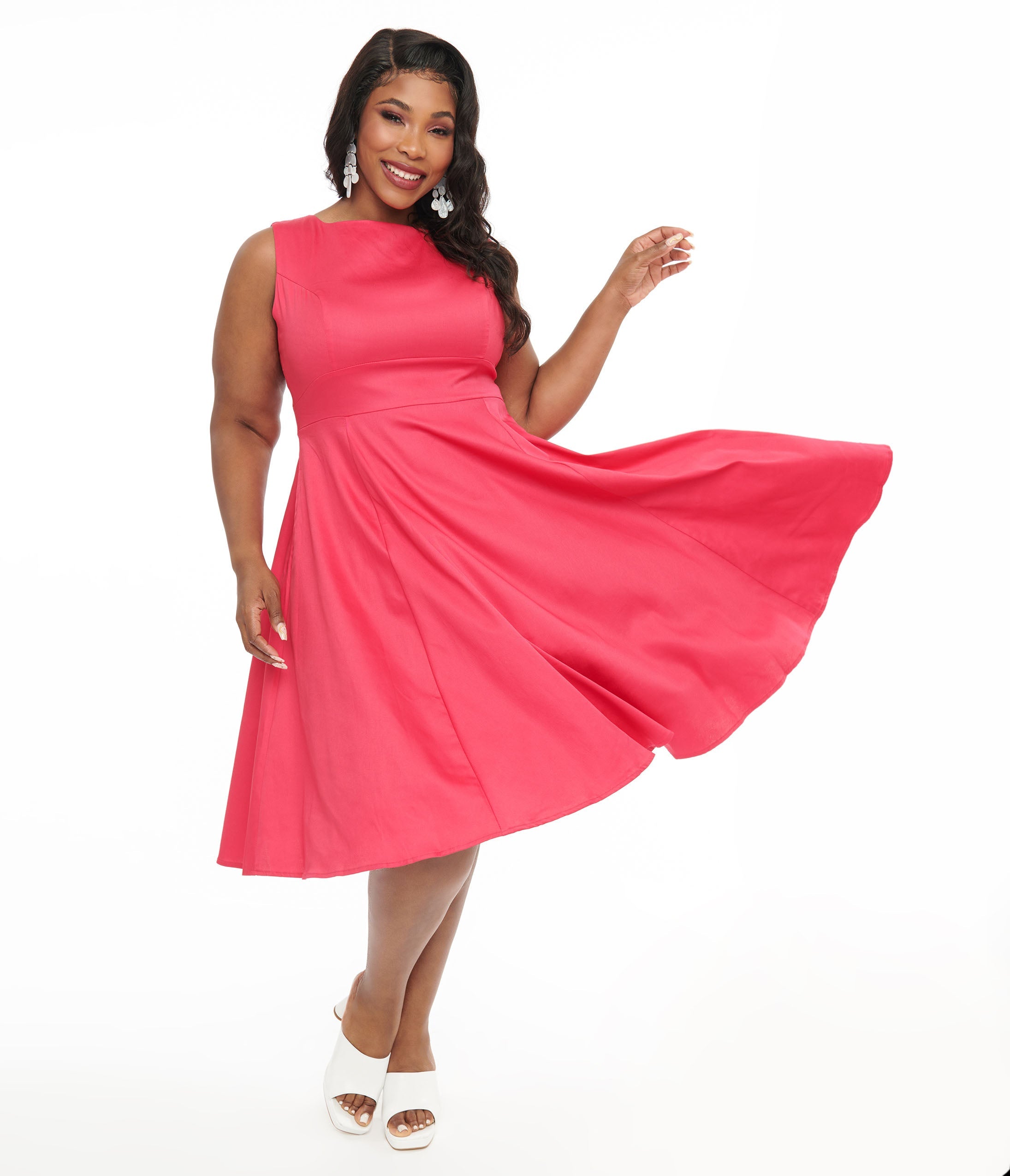 Vintage 1950s Pink Cotton Swing Dress - Retro A-Line Rockabilly Party Dress for Women, Perfect for Cocktail Parties, Dances & Themed Events