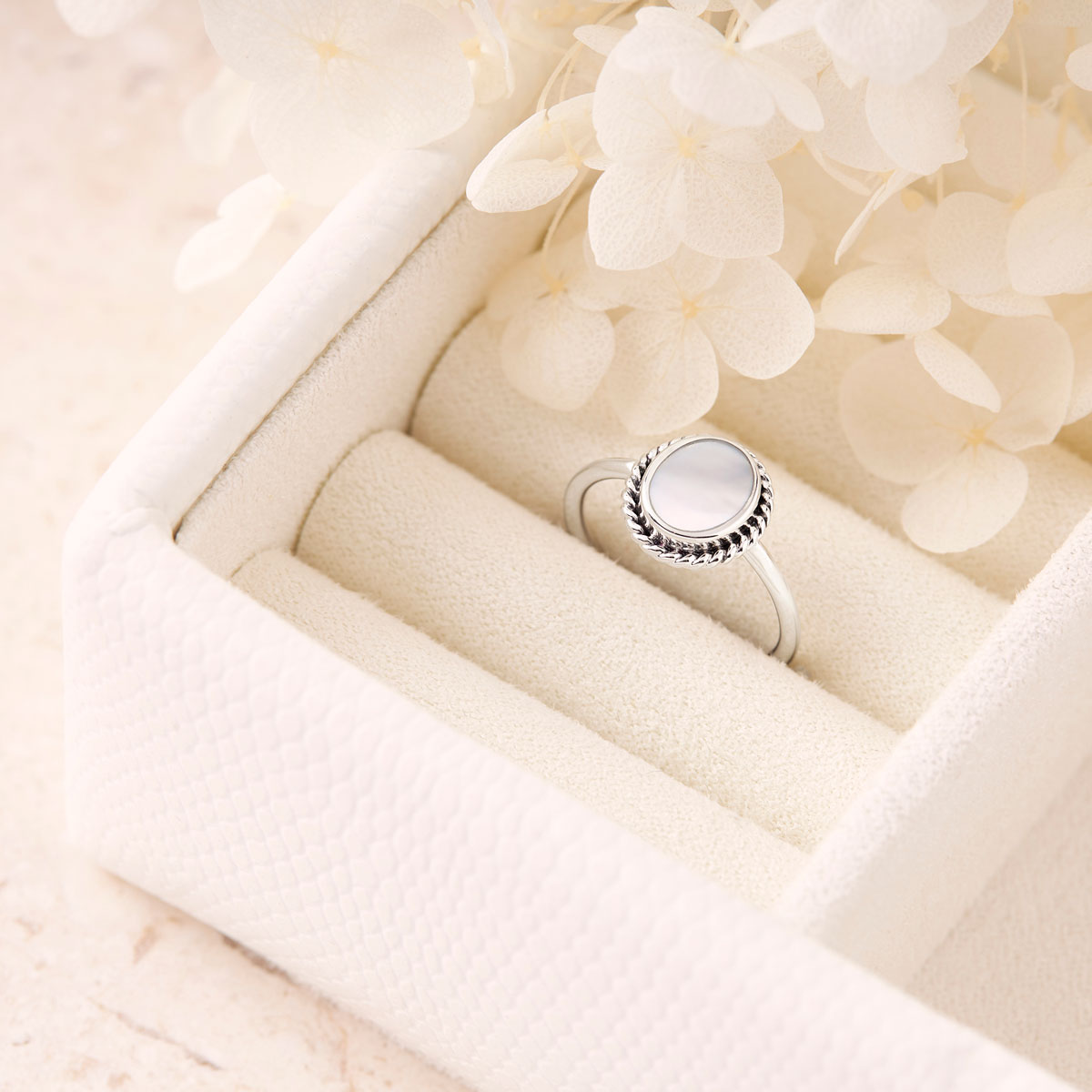 Sephira Genuine Mother of Pearl Ring for Women - Elegant Handmade Shell Jewelry Gift for Her - Perfect for Weddings, Anniversaries & Special Occasions