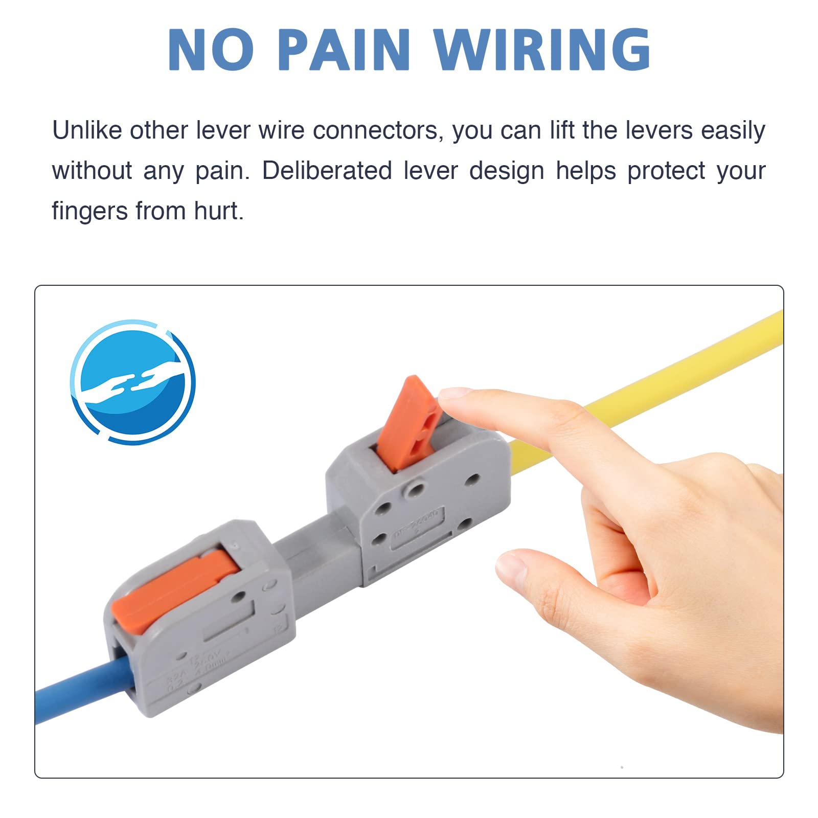20 PCS Pluggable Wire Connectors for AWG 24-12 - Hand Protecting 1 Conductor Push-in Lever Electrical Connectors | Reusable Wire Splice Connectors for Automotive, Home & Industrial Wiring | DIY Electrical Projects & Professional Installations