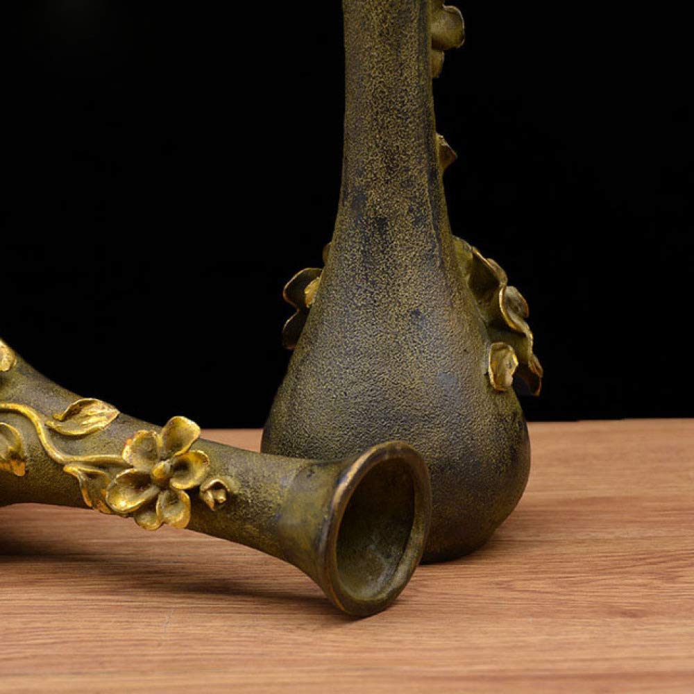 LILOVE Antique Gilt Embossed Copper Vase - Elegant Home Decor Gift for Wedding, Anniversary & Housewarming - Perfect for Living Room, Dining Table & Office Desk Decoration