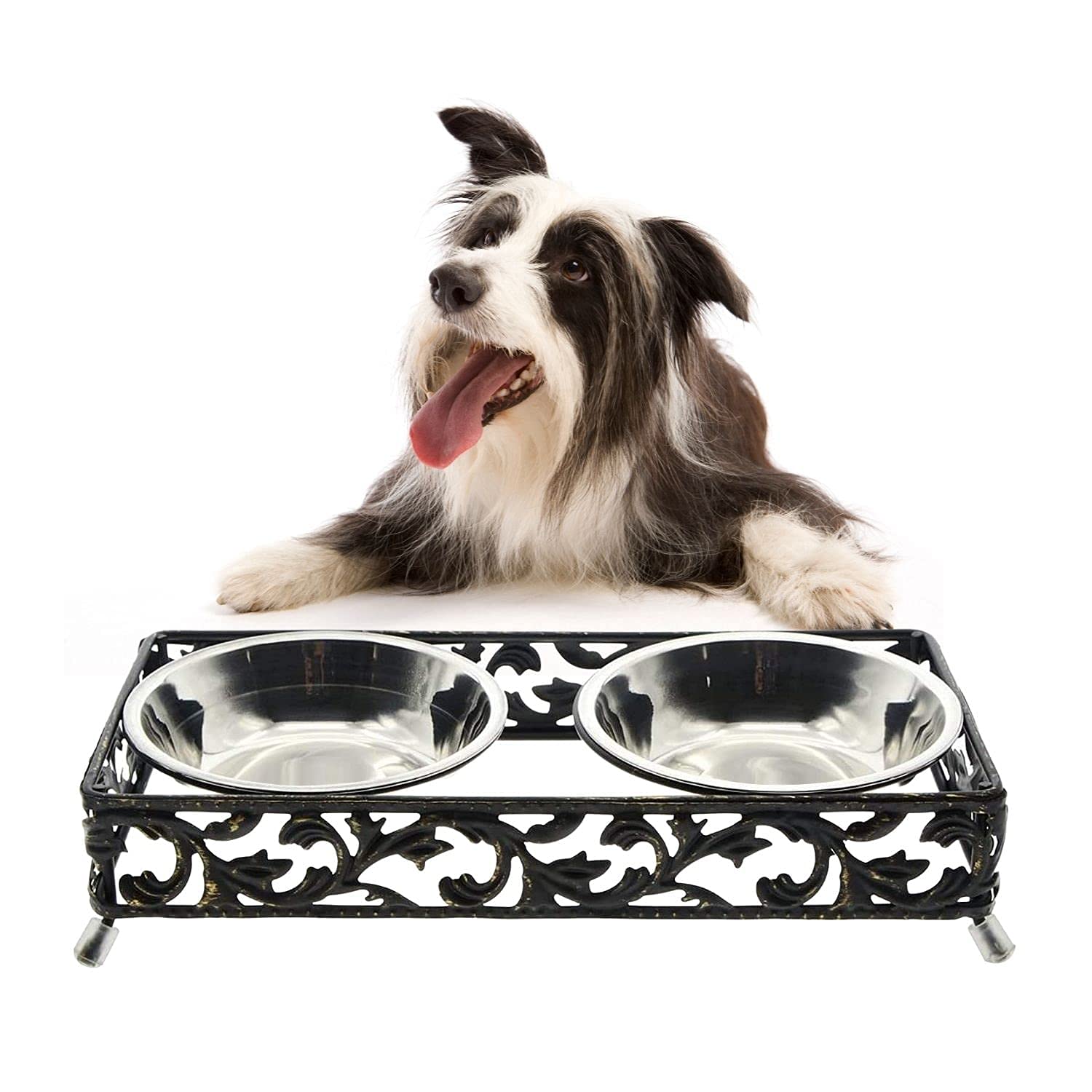 SAIM Elevated Stainless Steel Dog Bowls with Stand - Raised Food & Water Feeder for Small Pets - Perfect for Indoor & Outdoor Use, Travel, and Easy Feeding