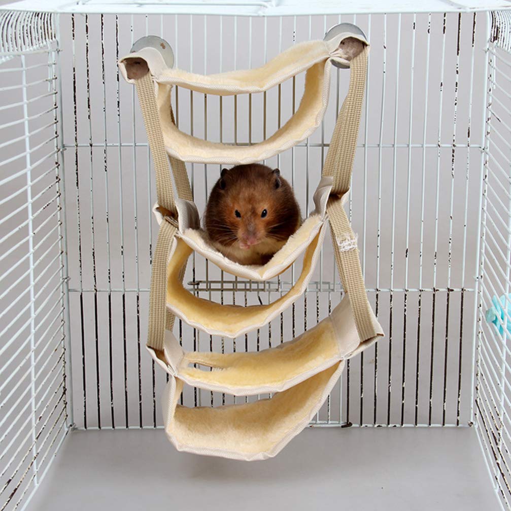 Balacoo Multi-Layer Pet Hammock - Soft Squirrel Plush Finch Canary Hammock Bed for Small Animals, Chinchillas & Stuffed Toys | Cozy Warm Mat for Cage, Playpen & Indoor Use | Wooden Frame Design