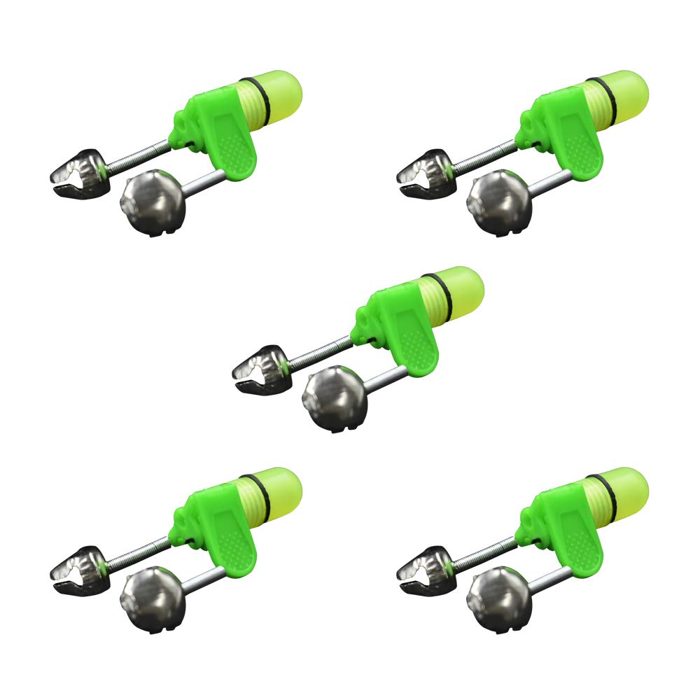 5 Pack 2-in-1 LED Fishing Rod Alarm with Light & Bell - Loud Sound Alert System for Night Fishing Tackle - Clip-On Rod Indicator for Freshwater & Saltwater Angling (Random Colors) - Perfect for Night Fishing, Ice Fishing, and Surf Casting
