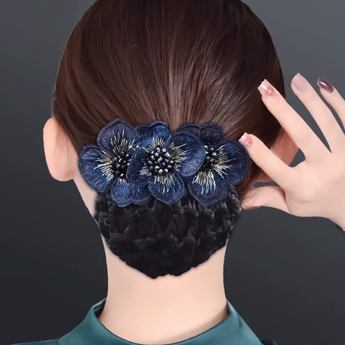 MAYCREATE Women's Hair Snood Net - Floral Hair Bun Accessories, Mesh Bun Maker & Knit Hair Cover for Daily Use, Work, Dance, Nursing - Perfect for Nurses, Dancers & Professionals
